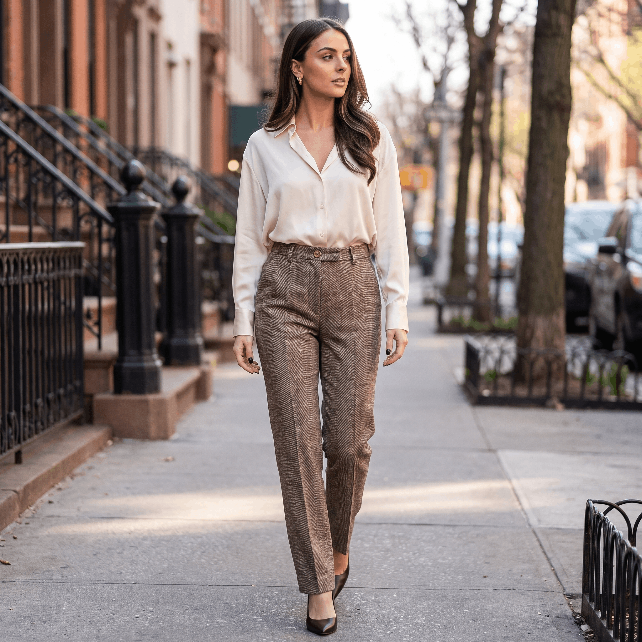 Vivienne Wool Blend Pants – High-Waisted Tailored Trousers