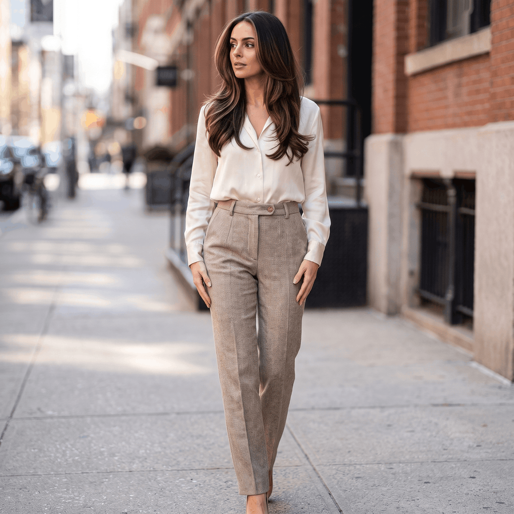 Vivienne Wool Blend Pants – High-Waisted Tailored Trousers