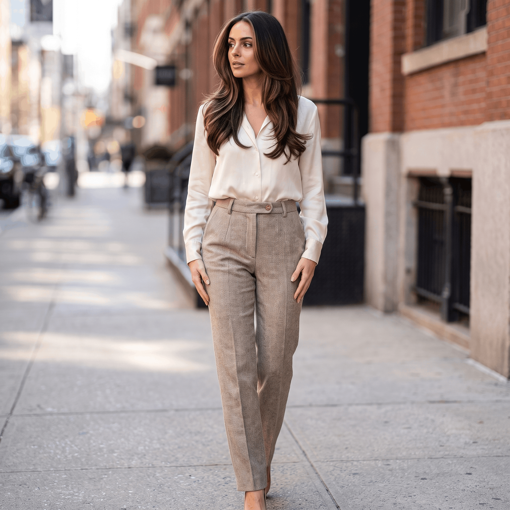 Vivienne Wool Blend Pants – High-Waisted Tailored Trousers