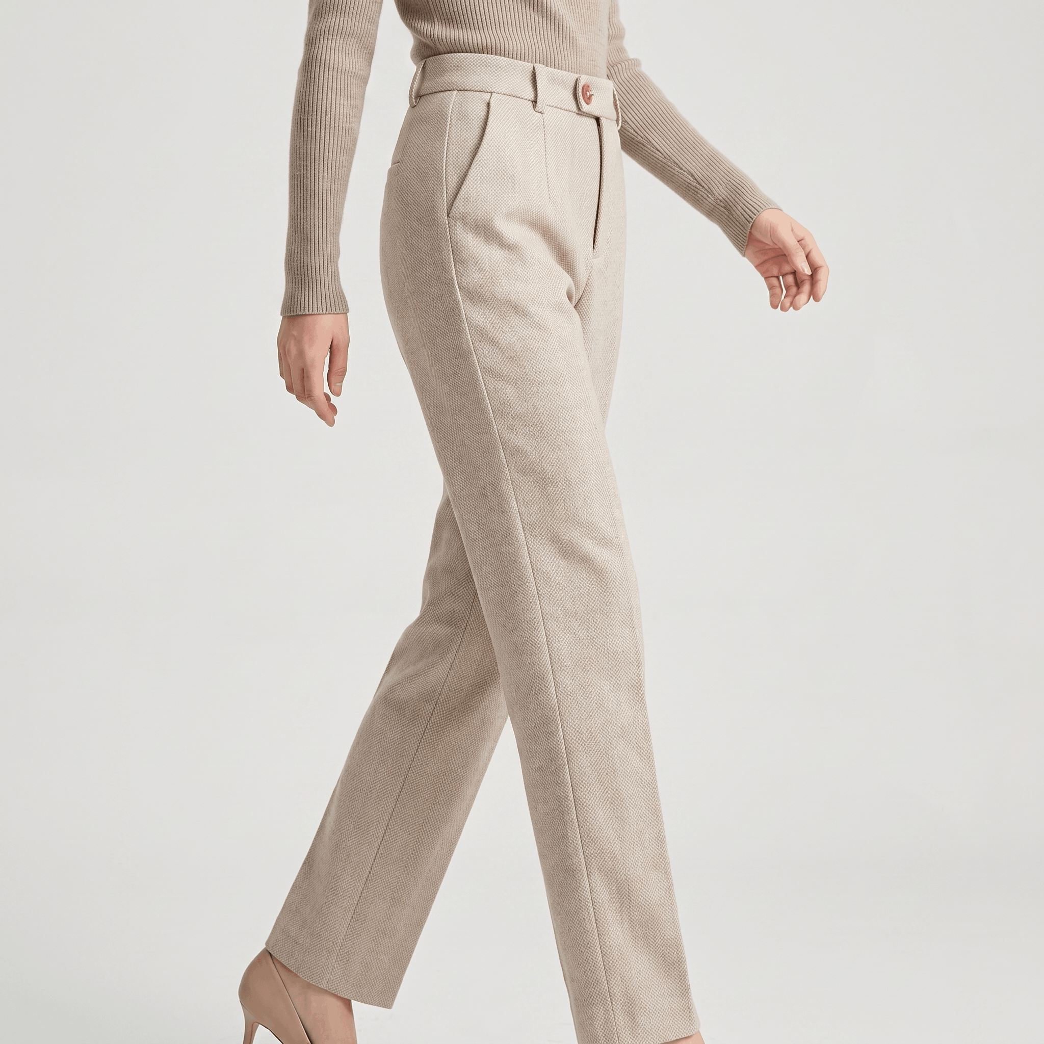Vivienne Wool Blend Pants – High-Waisted Tailored Trousers