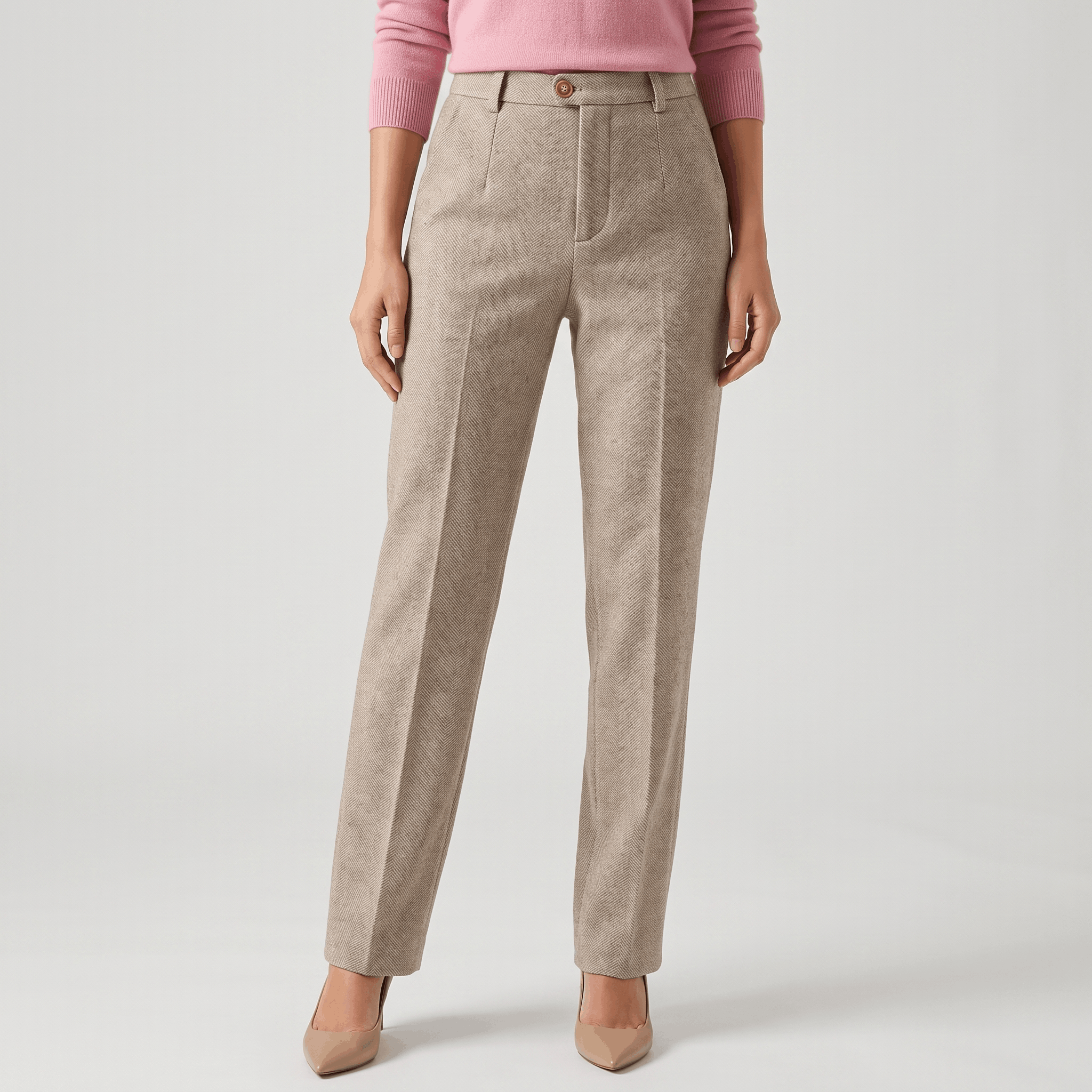 Vivienne Wool Blend Pants – High-Waisted Tailored Trousers