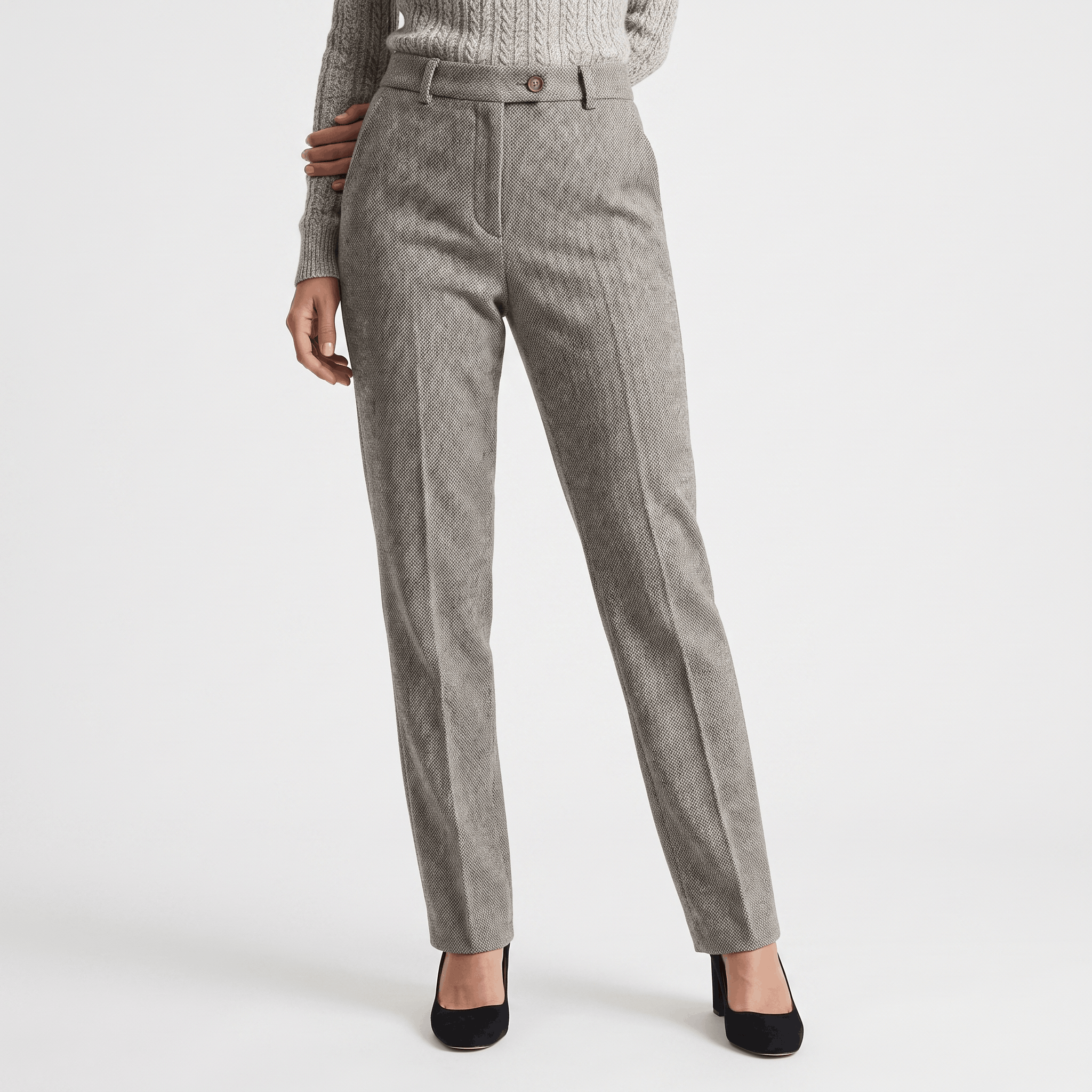 Vivienne Wool Blend Pants – High-Waisted Tailored Trousers