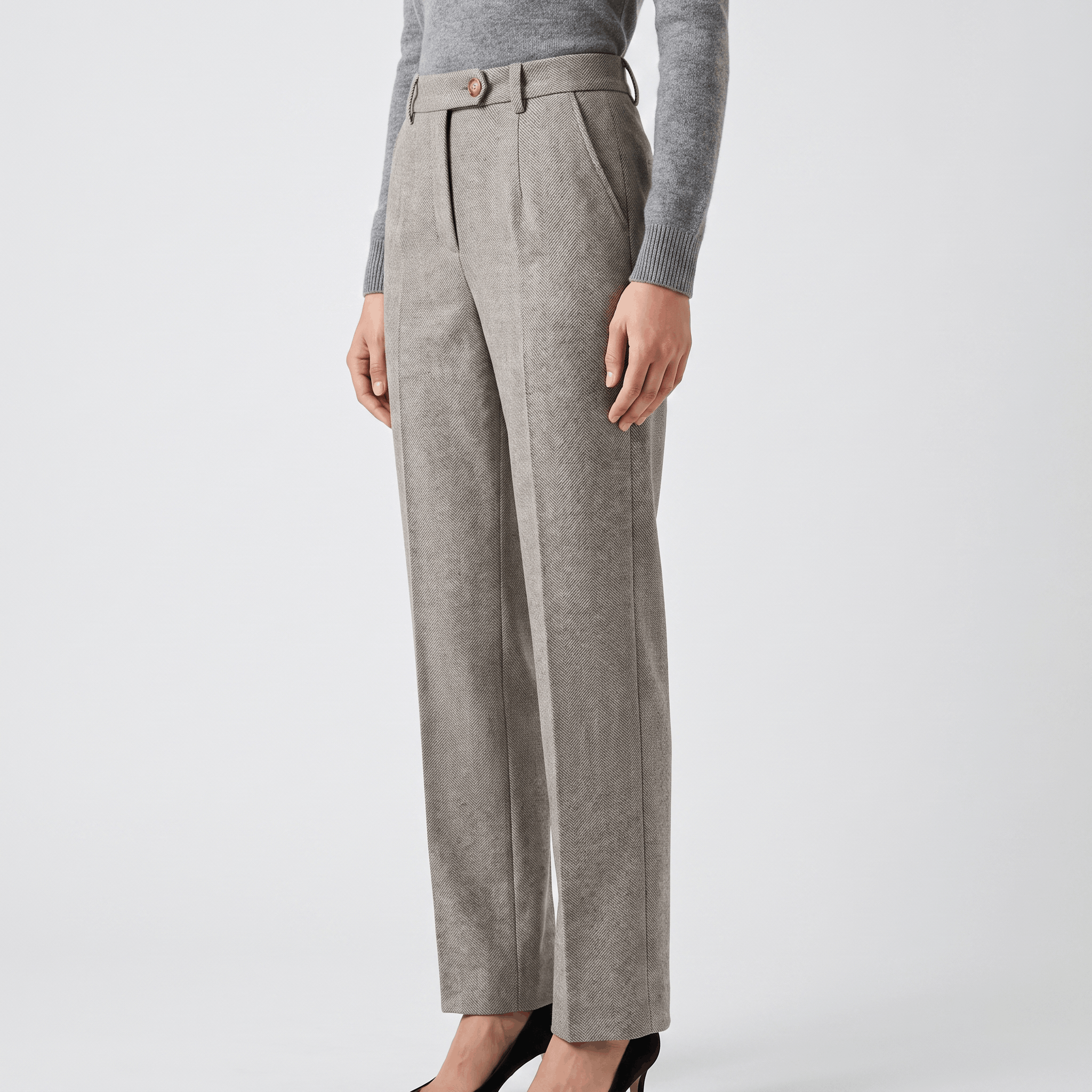Vivienne Wool Blend Pants – High-Waisted Tailored Trousers