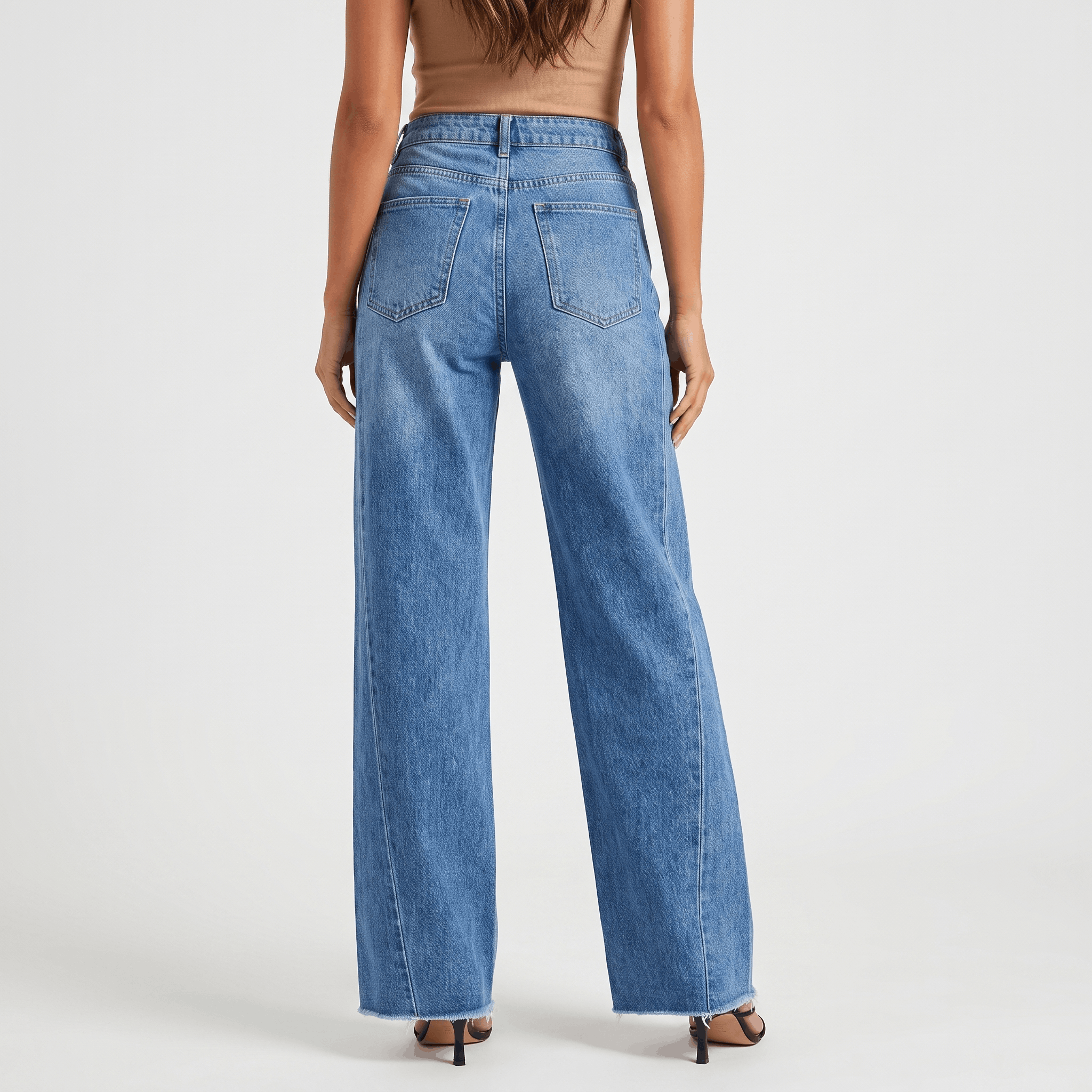 Harper High-Rise Wide-Leg Jeans – Raw Hem Denim Pants