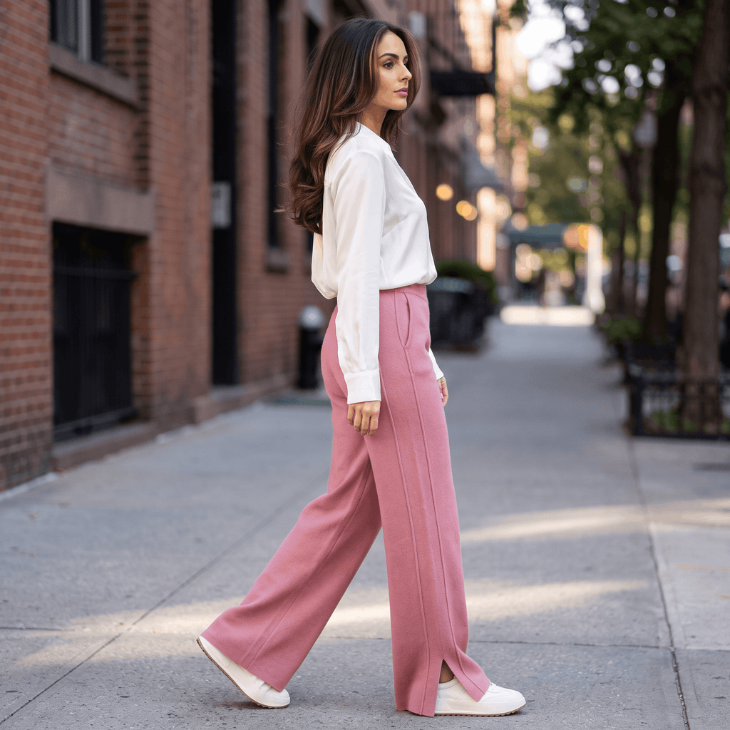 Naomi Merino Wool Sweatpants – Tailored Straight-Leg Pants
