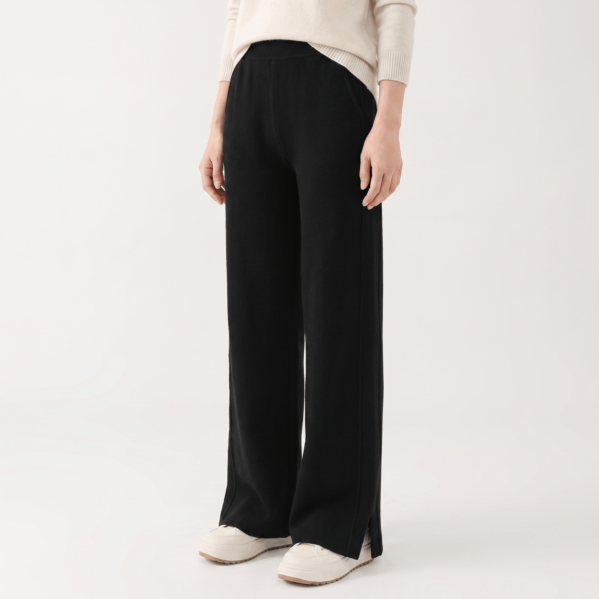 Naomi Merino Wool Sweatpants – Tailored Straight-Leg Pants