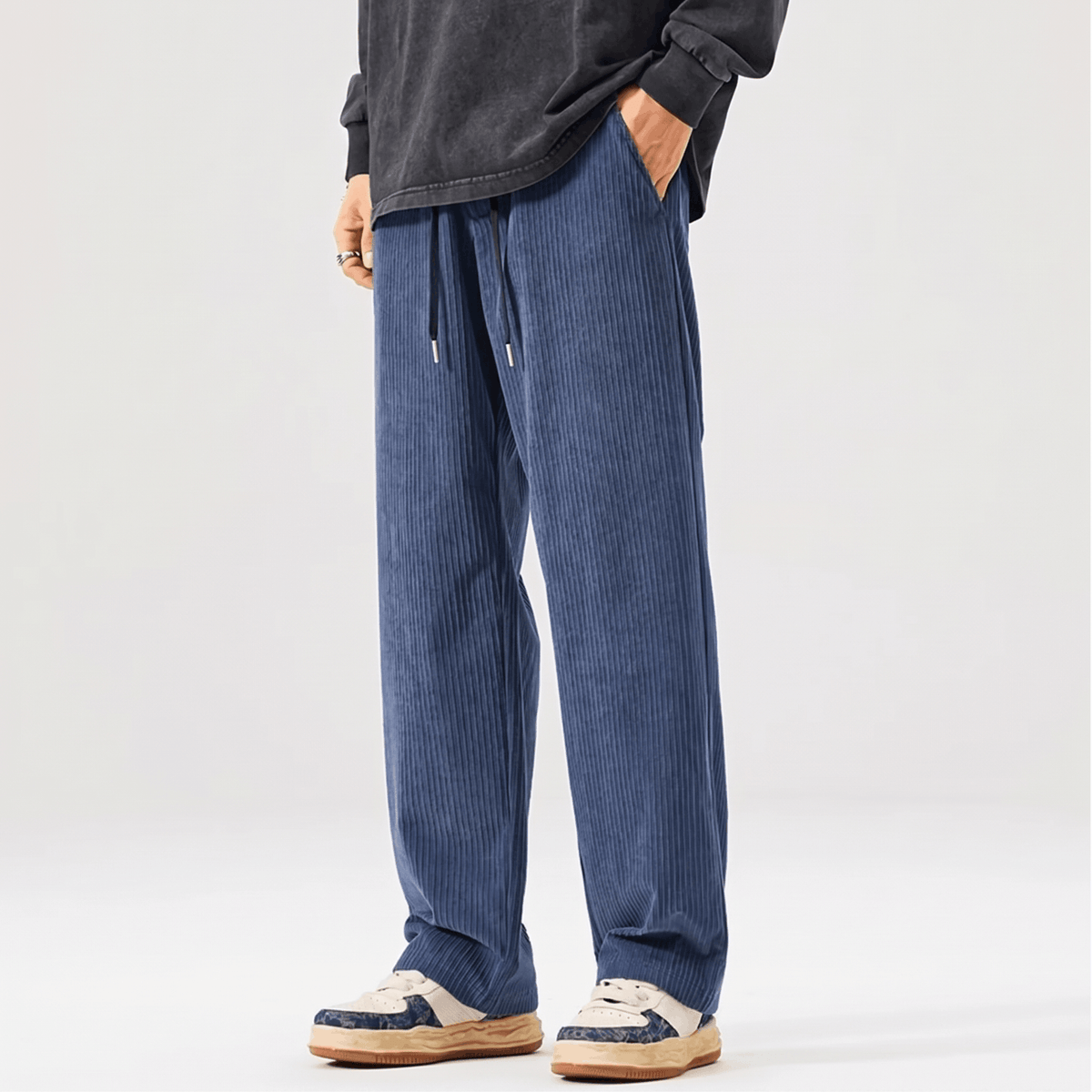 Justin Corduroy Pants – Relaxed Wide-Leg Fit Trousers
