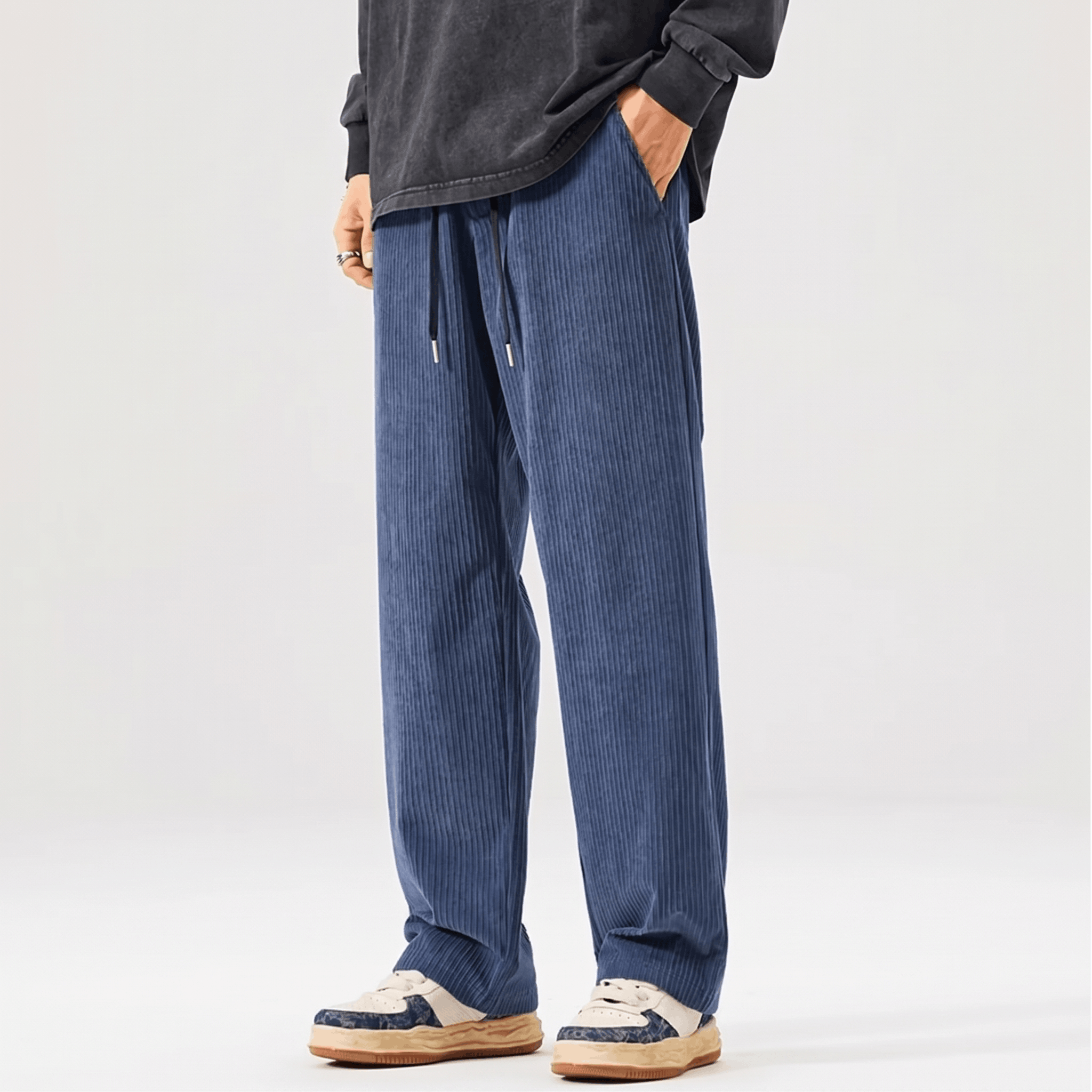 Justin Corduroy Pants – Relaxed Wide-Leg Fit Trousers