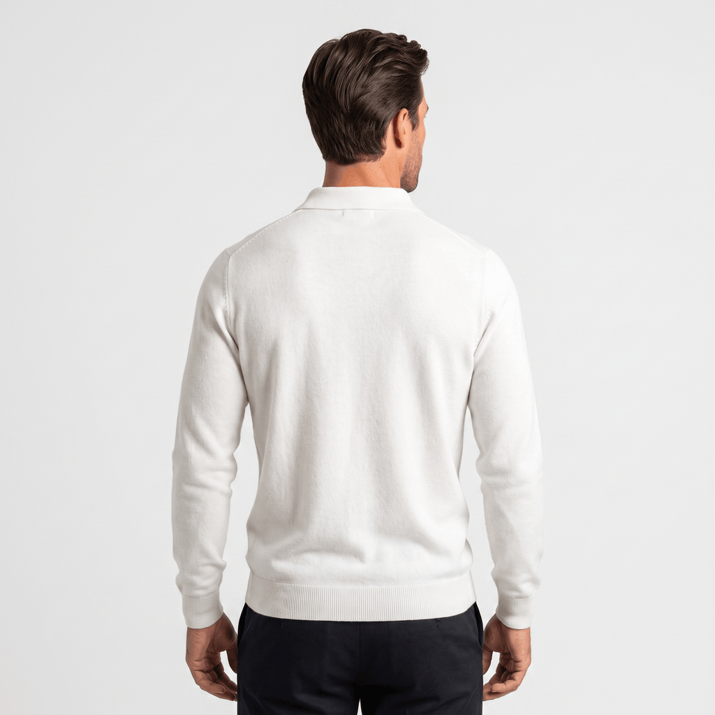 Jareth Merino Wool Polo Sweater – Tailored Three-Button Pullover