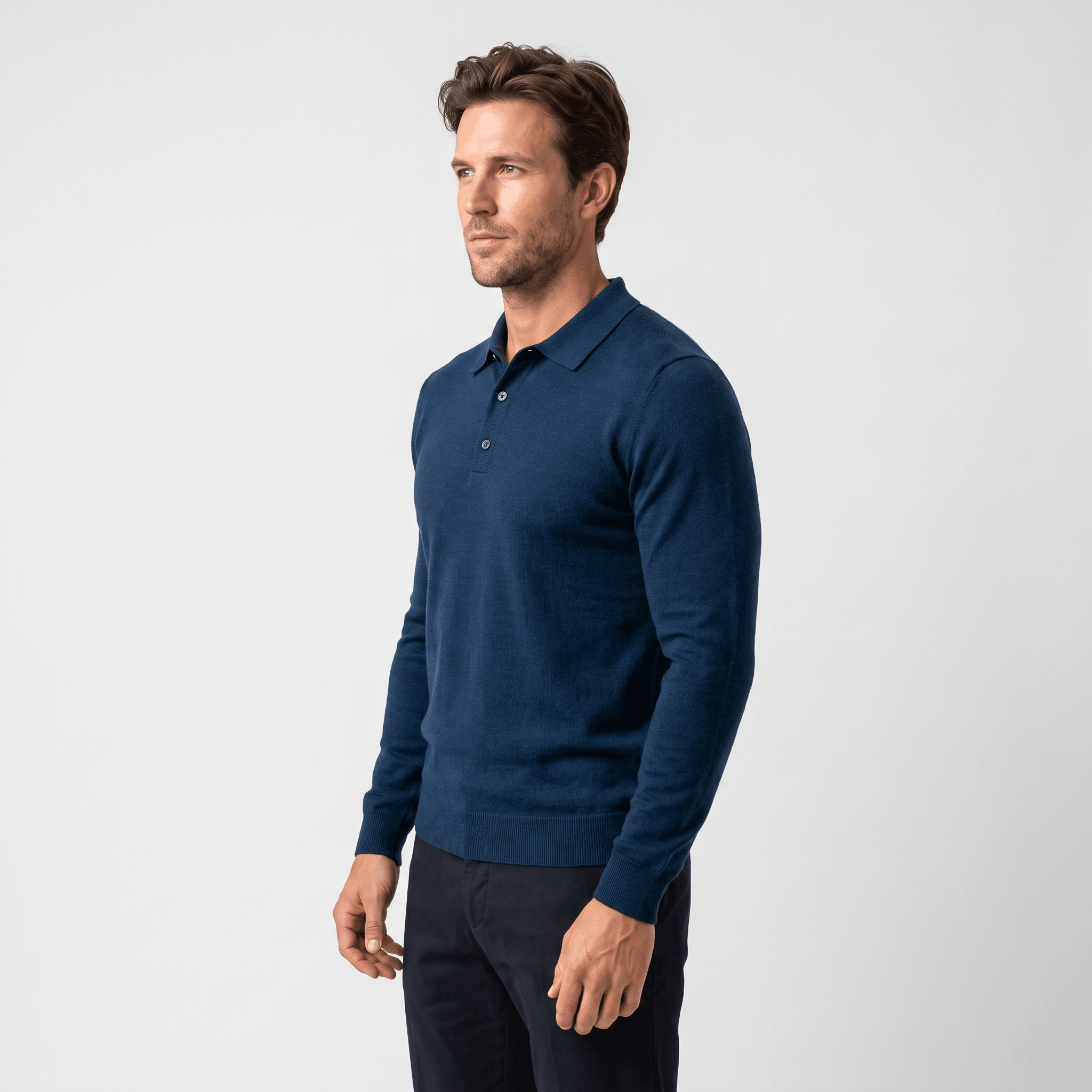 Jareth Merino Wool Polo Sweater – Tailored Three-Button Pullover