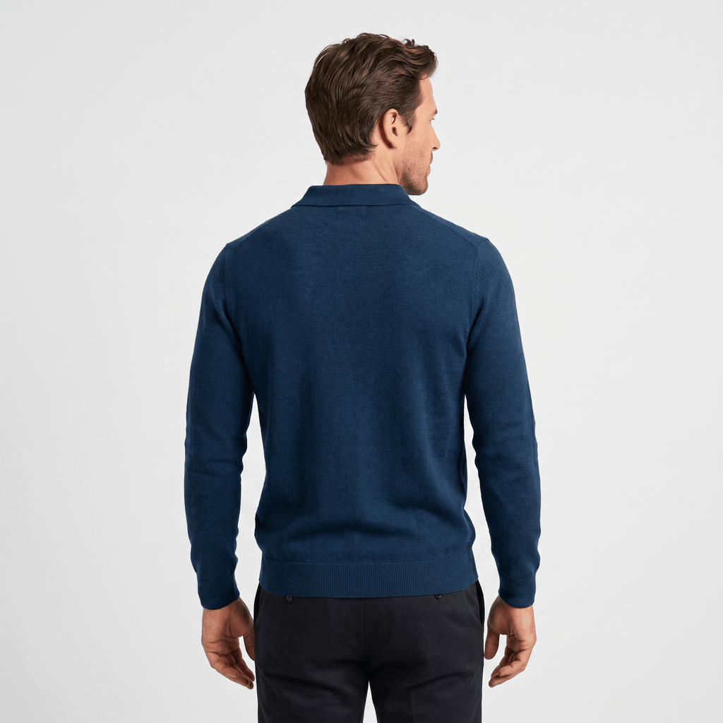 Jareth Merino Wool Polo Sweater – Tailored Three-Button Pullover