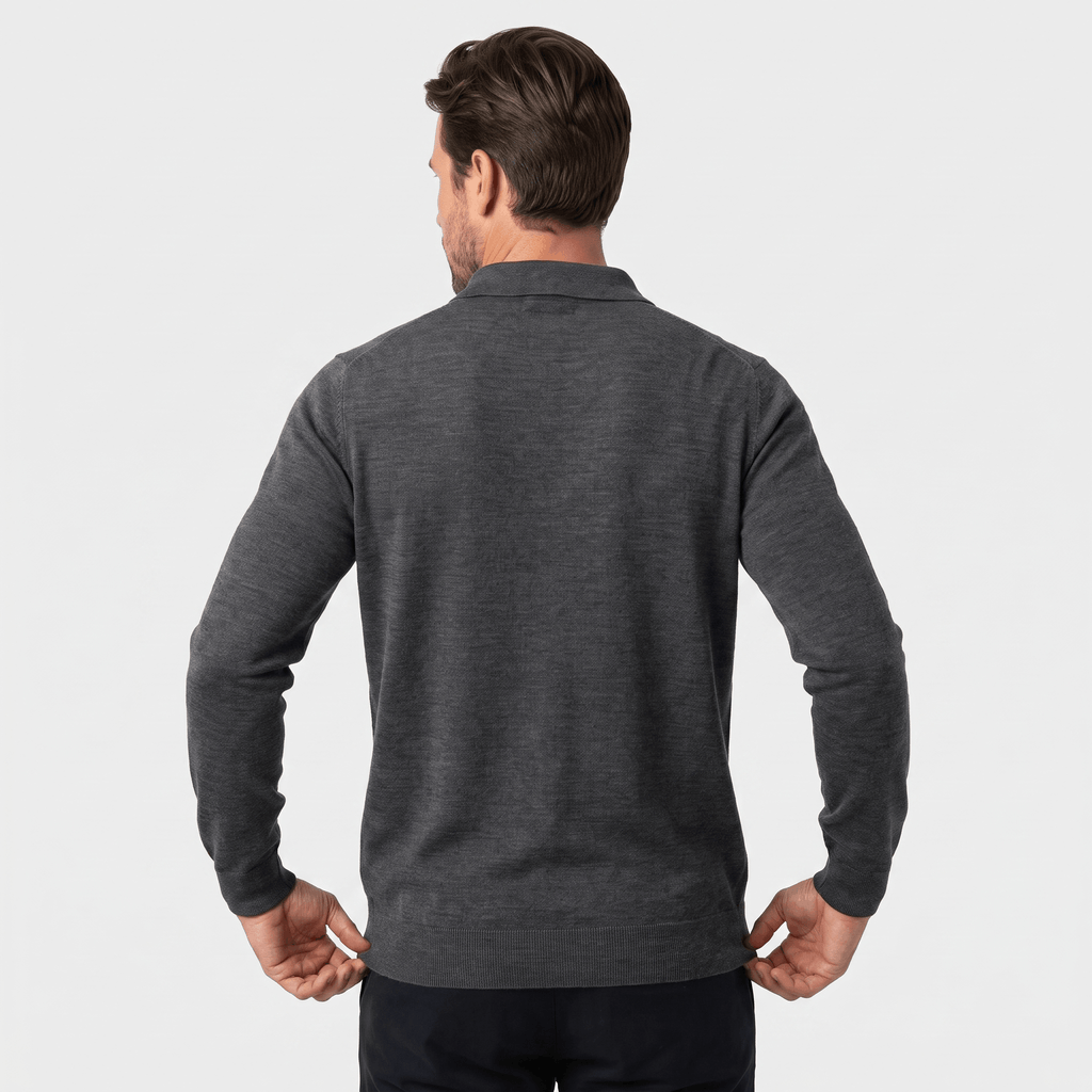 Jareth Merino Wool Polo Sweater – Tailored Three-Button Pullover