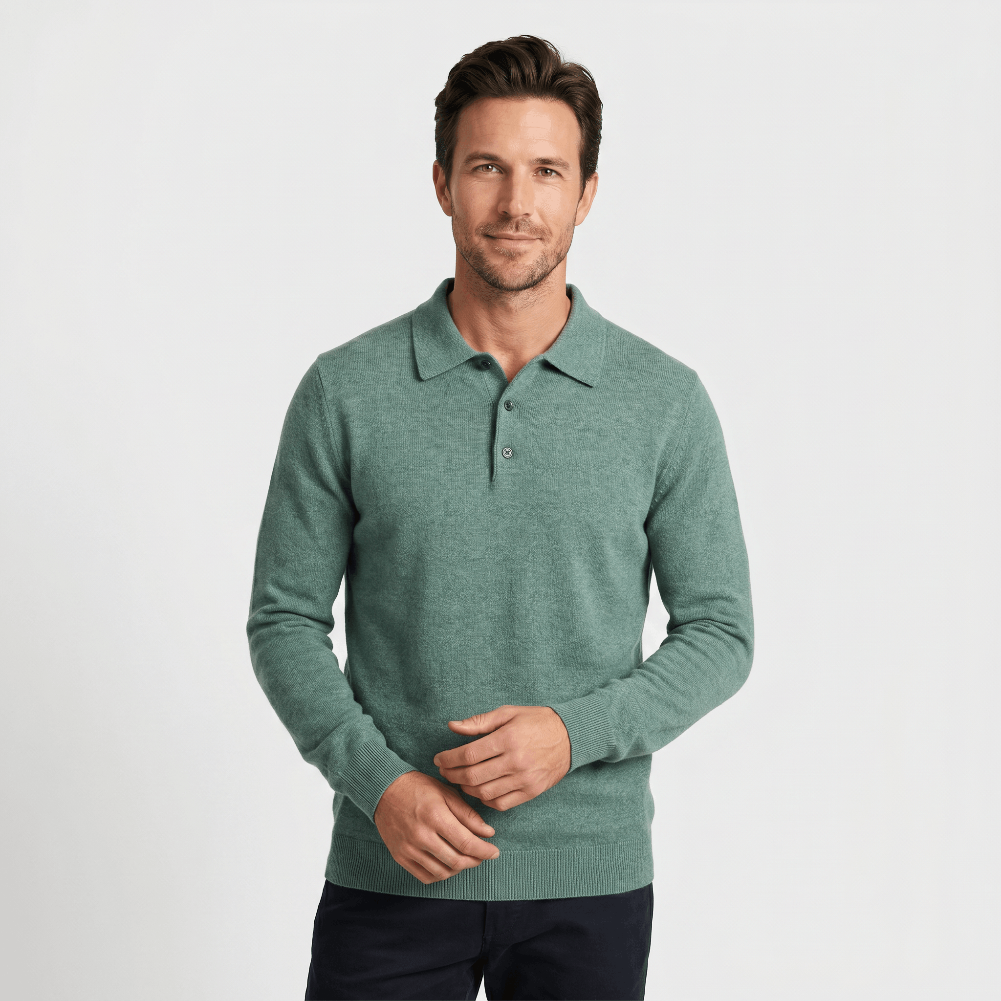 Jareth Merino Wool Polo Sweater – Tailored Three-Button Pullover