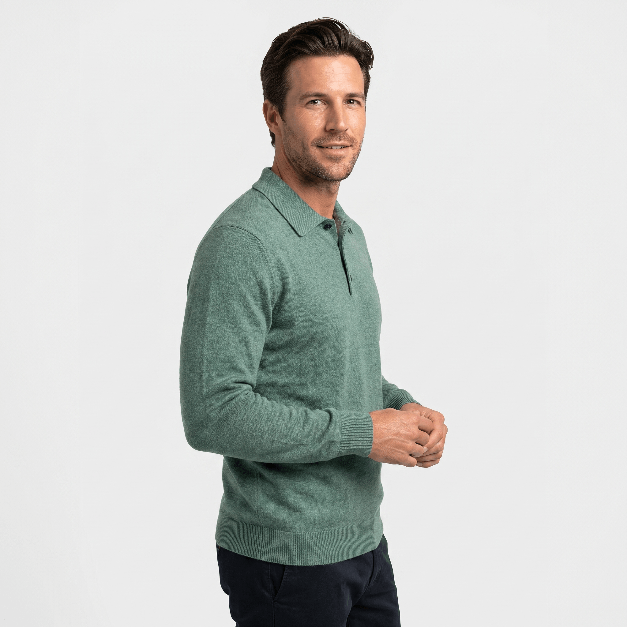 Jareth Merino Wool Polo Sweater – Tailored Three-Button Pullover