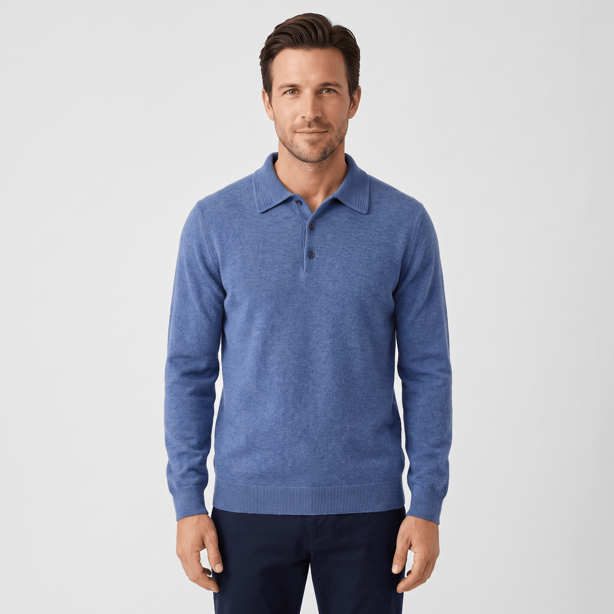 Jareth Merino Wool Polo Sweater – Tailored Three-Button Pullover