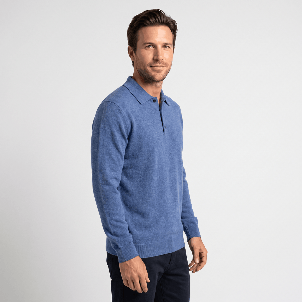 Jareth Merino Wool Polo Sweater – Tailored Three-Button Pullover