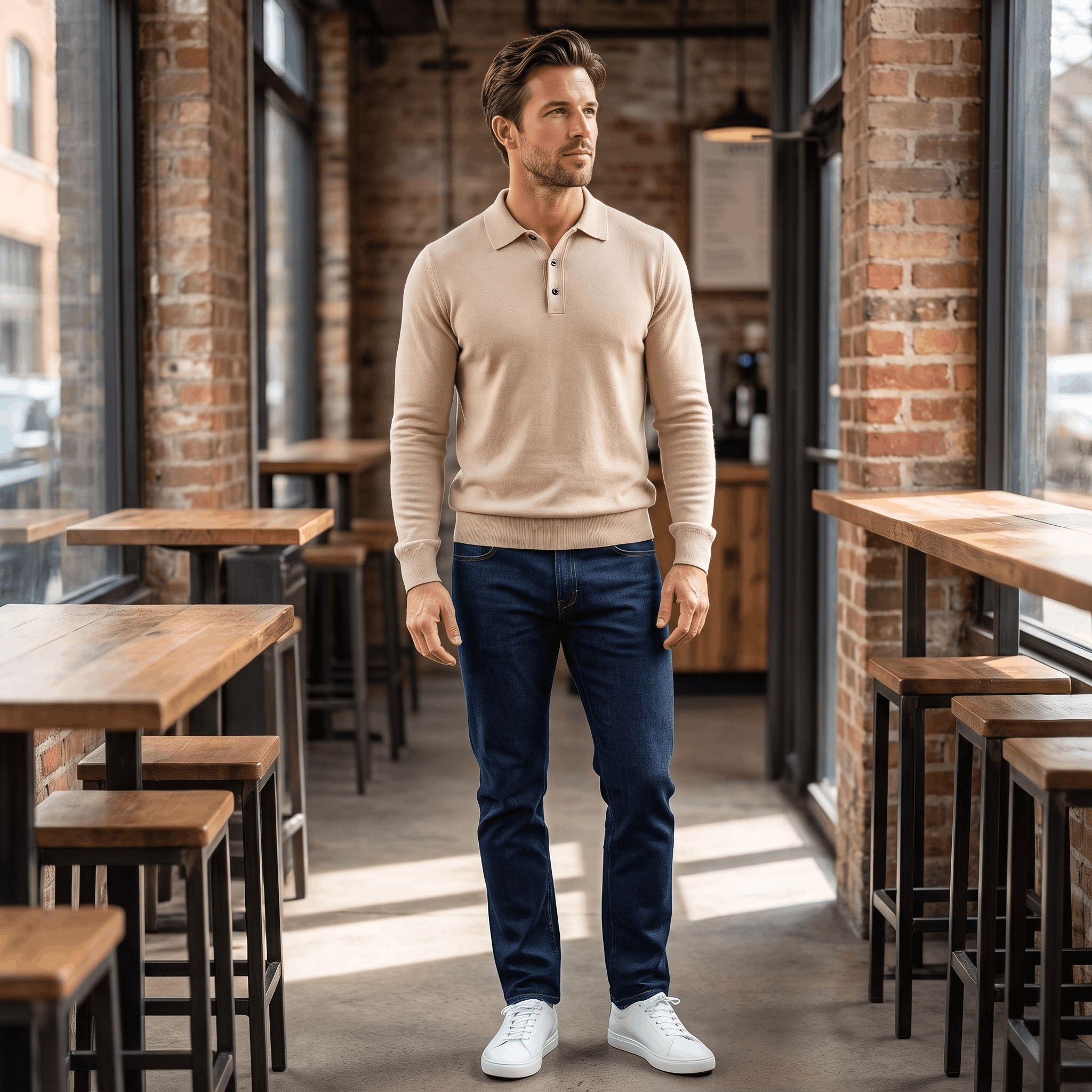 Jareth Merino Wool Polo Sweater – Tailored Three-Button Pullover