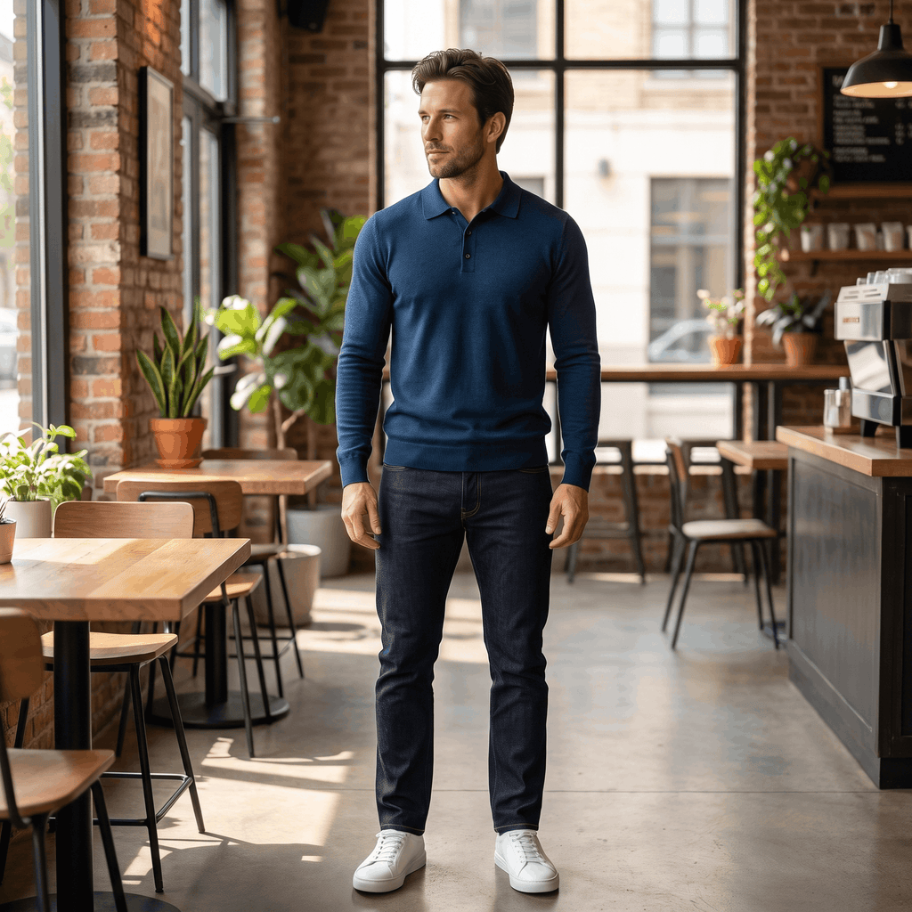 Jareth Merino Wool Polo Sweater – Tailored Three-Button Pullover