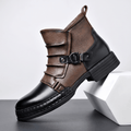 Cyrus Leather Ankle Boots – Buckled Layered Side-Zip Footwear
