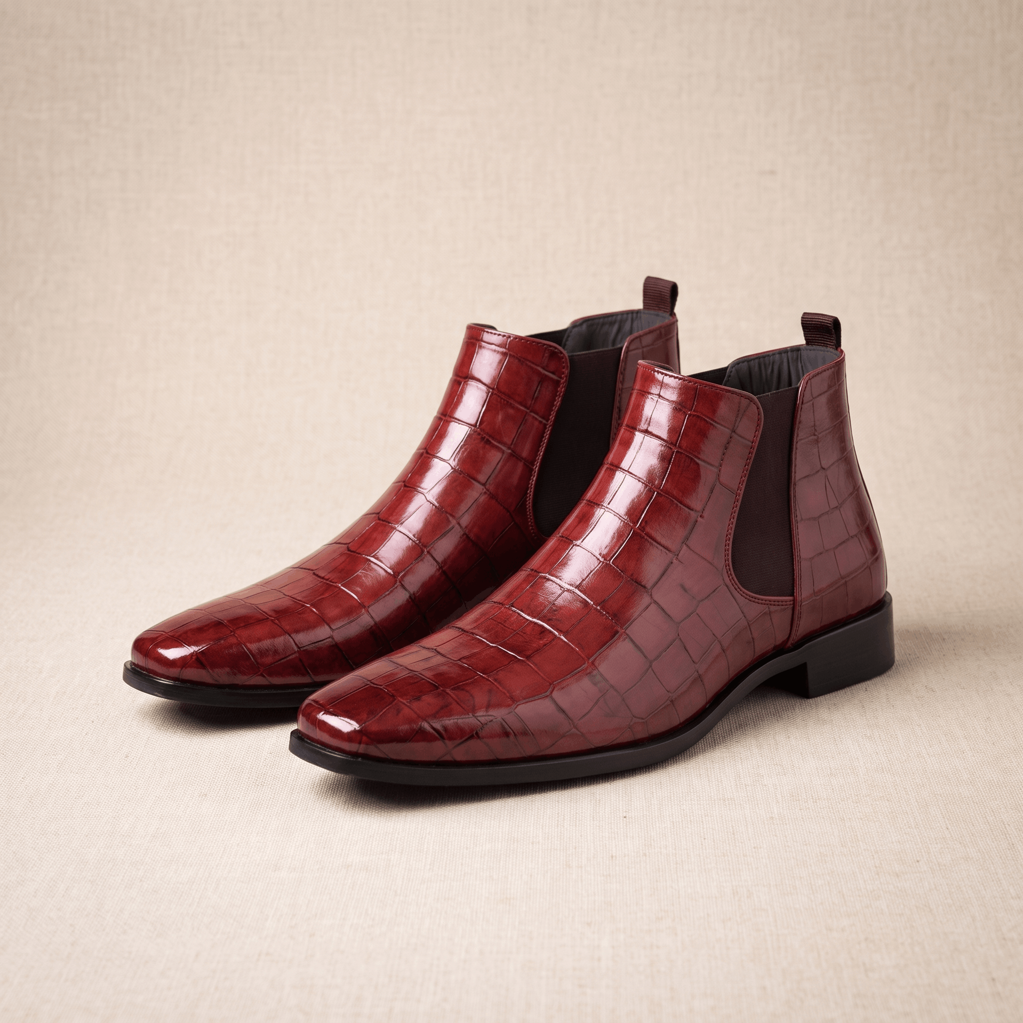 Rowan Croc-Embossed Chelsea Boots – Elastic Panel Slip-On Footwear