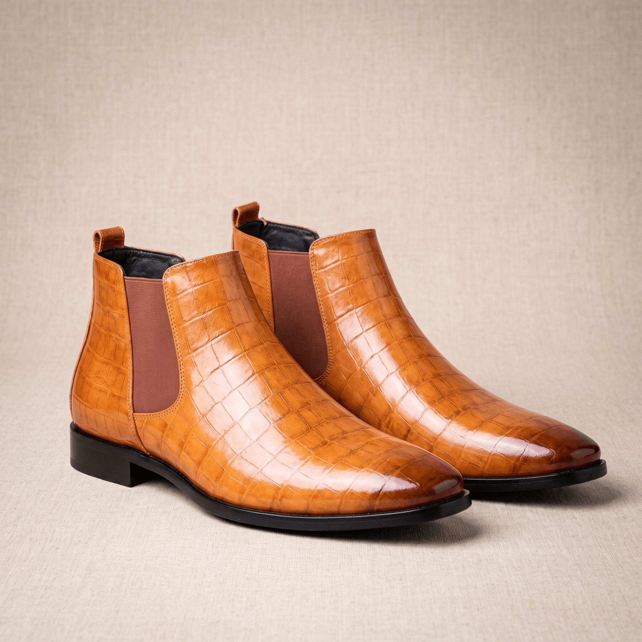 Rowan Croc-Embossed Chelsea Boots – Elastic Panel Slip-On Footwear