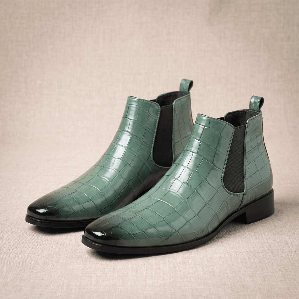 Rowan Croc-Embossed Chelsea Boots – Elastic Panel Slip-On Footwear
