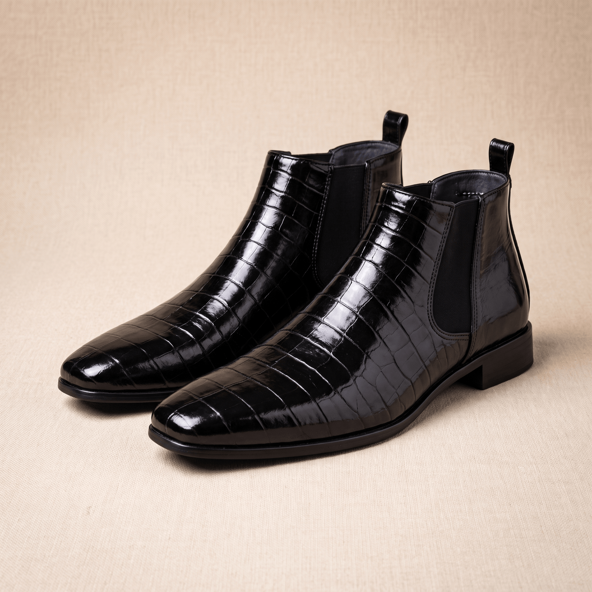 Rowan Croc-Embossed Chelsea Boots – Elastic Panel Slip-On Footwear