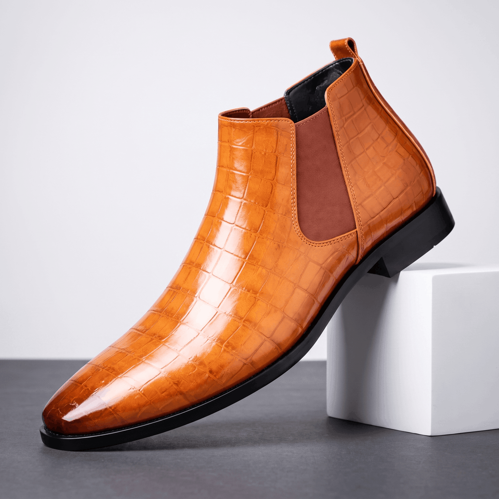 Rowan Croc-Embossed Chelsea Boots – Elastic Panel Slip-On Footwear