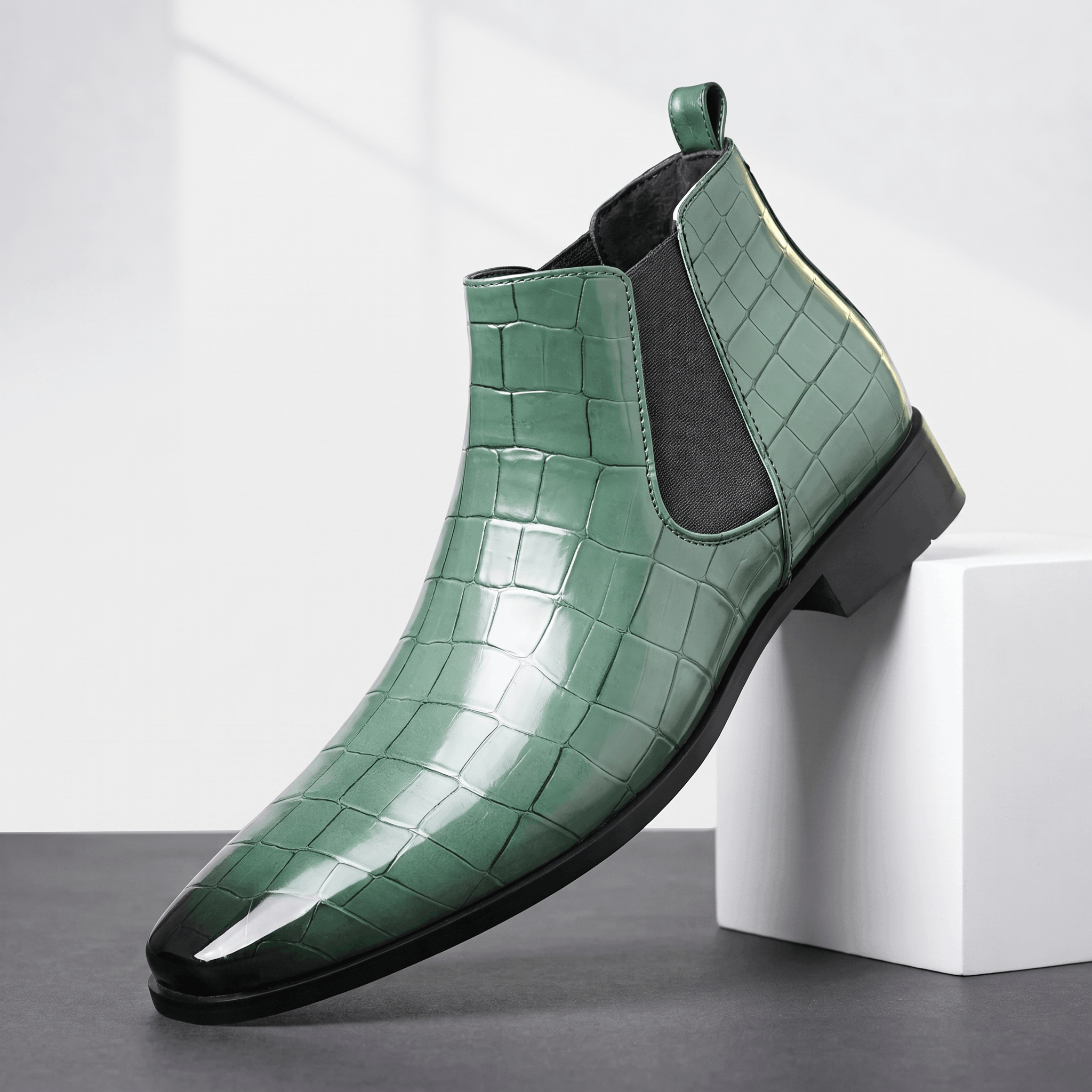 Rowan Croc-Embossed Chelsea Boots – Elastic Panel Slip-On Footwear