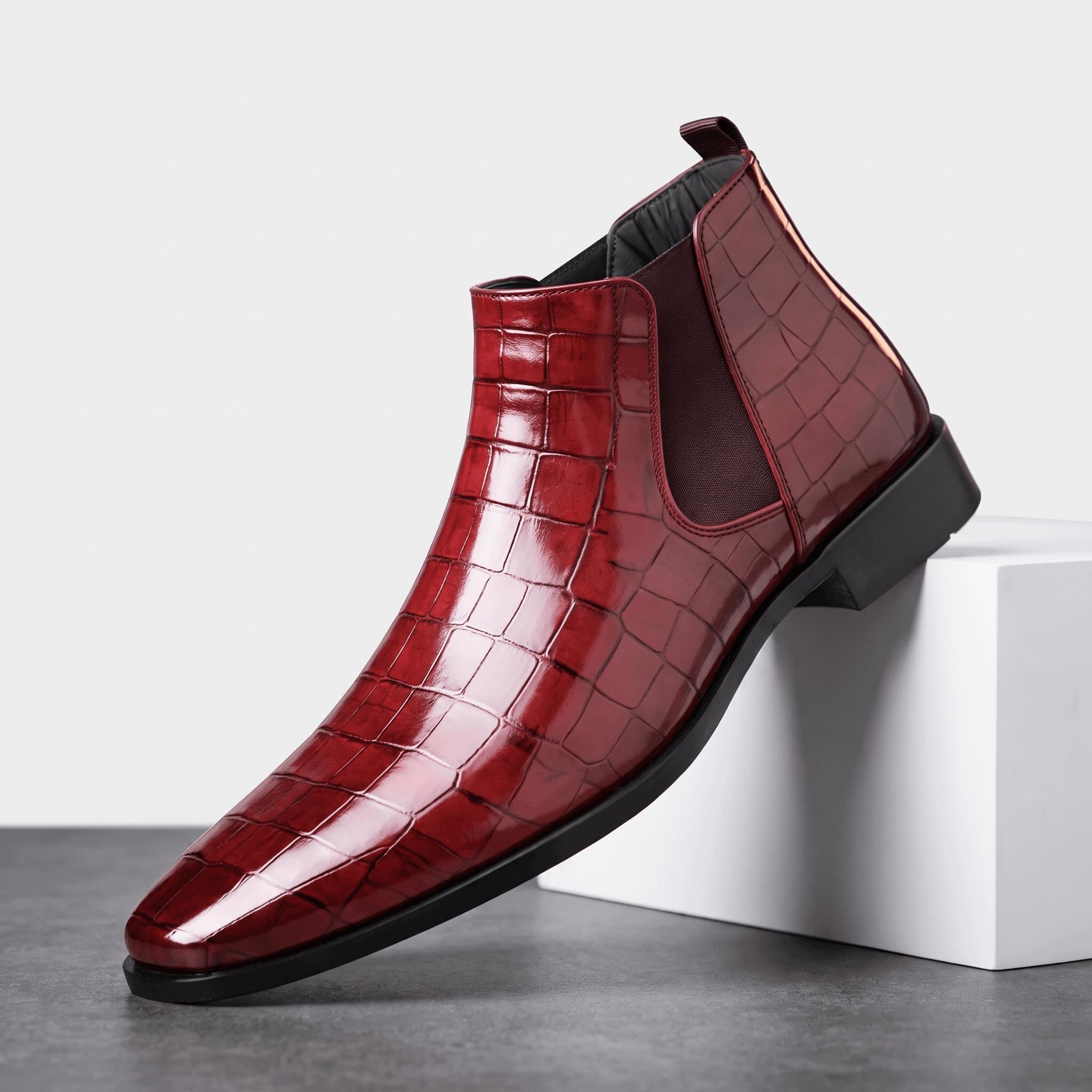 Rowan Croc-Embossed Chelsea Boots – Elastic Panel Slip-On Footwear