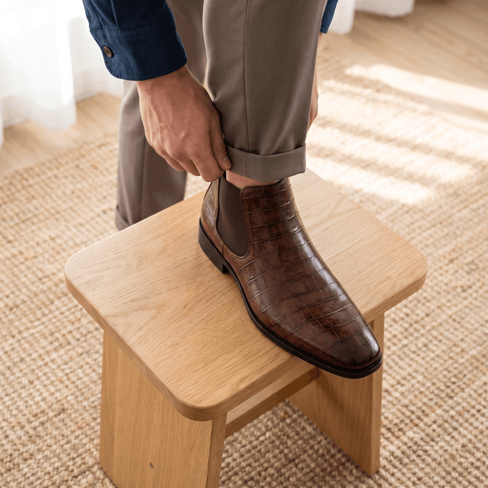 Rowan Croc-Embossed Chelsea Boots – Elastic Panel Slip-On Footwear