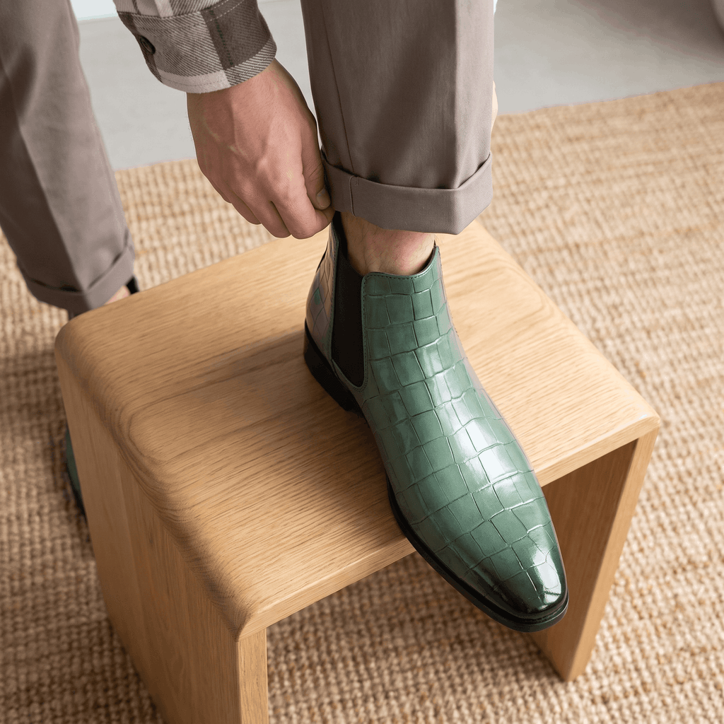 Rowan Croc-Embossed Chelsea Boots – Elastic Panel Slip-On Footwear