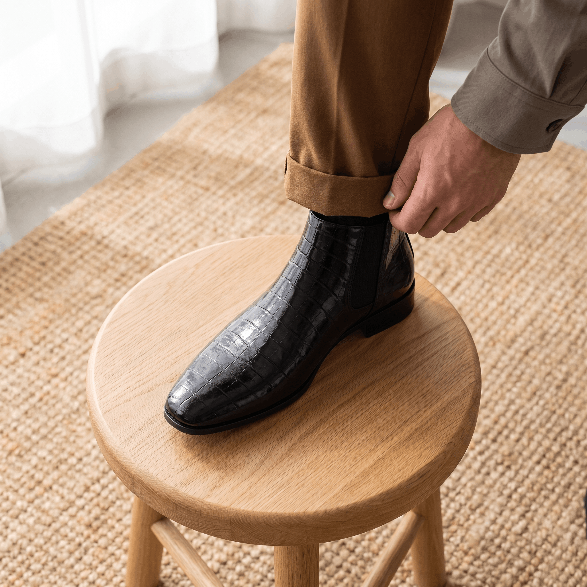 Rowan Croc-Embossed Chelsea Boots – Elastic Panel Slip-On Footwear