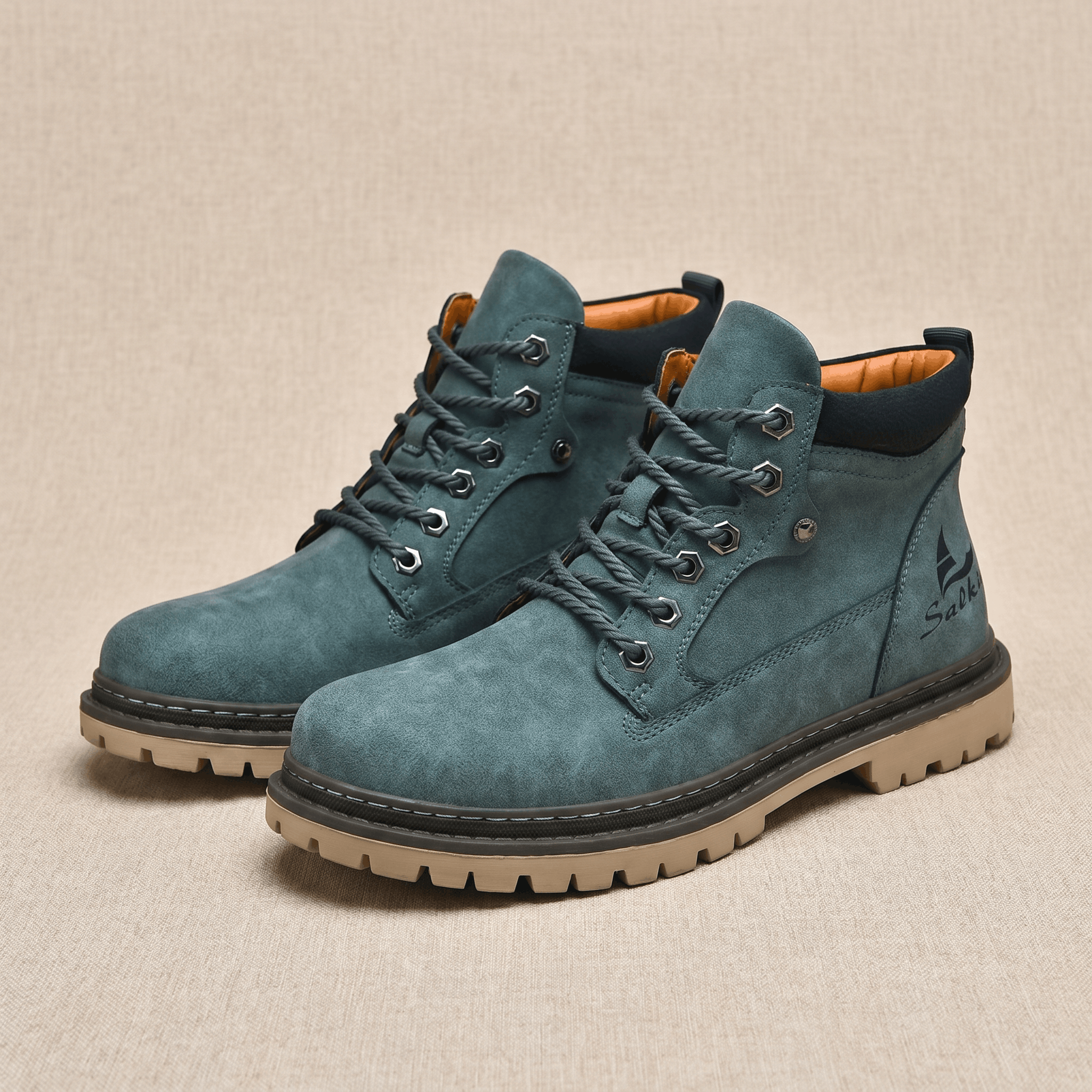 James Suede Lace-Up Work Boots – Cushioned Rugged Rubber-Sole Ankle Boots