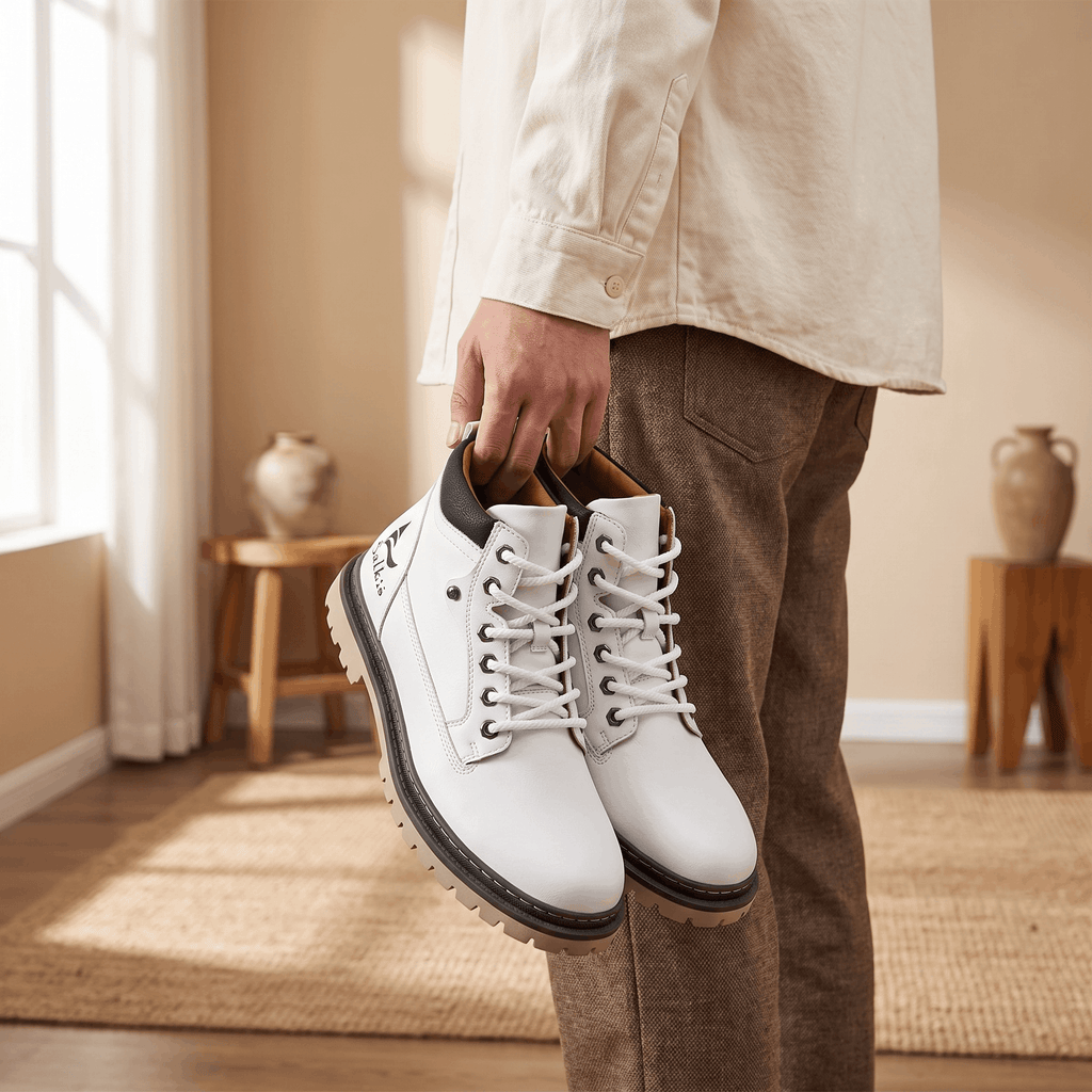 James Suede Lace-Up Work Boots – Cushioned Rugged Rubber-Sole Ankle Boots