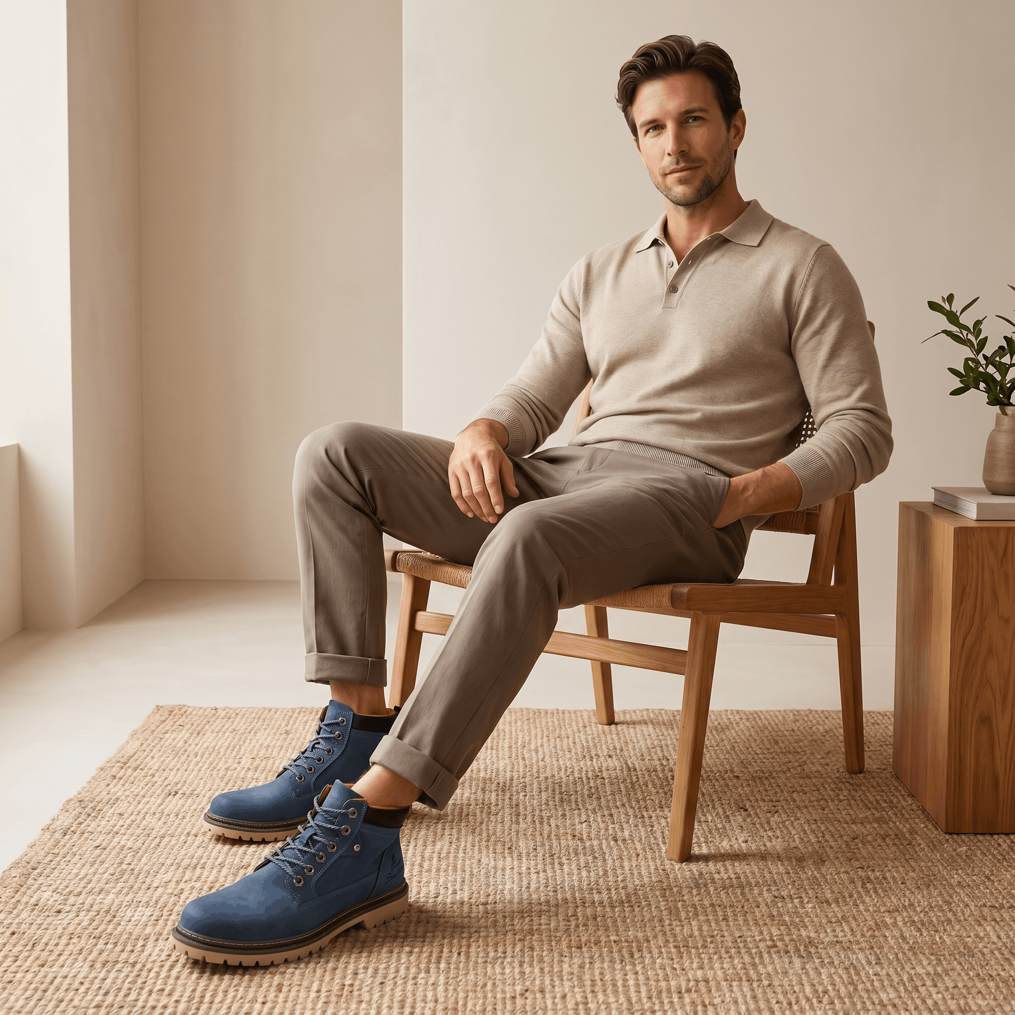 James Suede Lace-Up Work Boots – Cushioned Rugged Rubber-Sole Ankle Boots