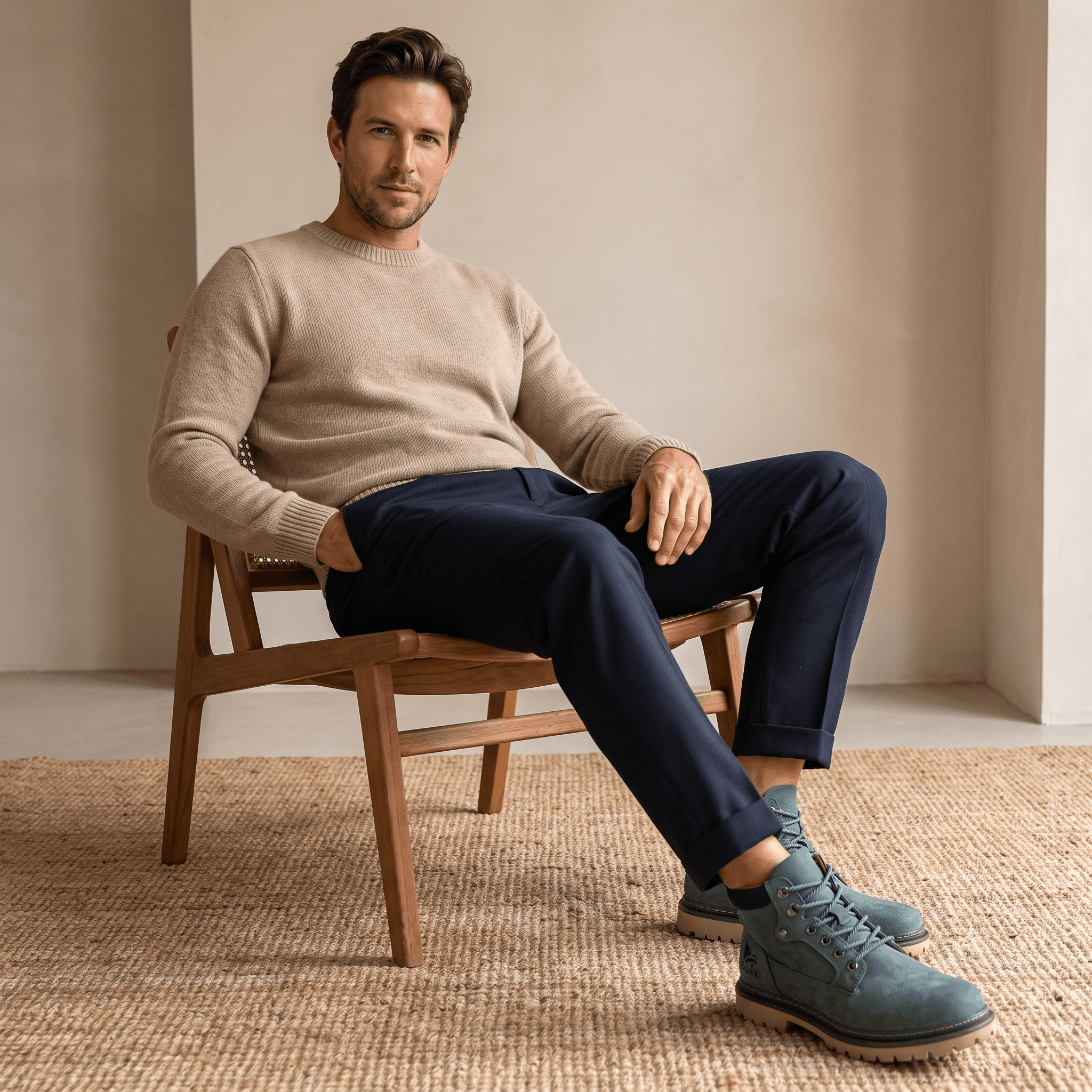 James Suede Lace-Up Work Boots – Cushioned Rugged Rubber-Sole Ankle Boots