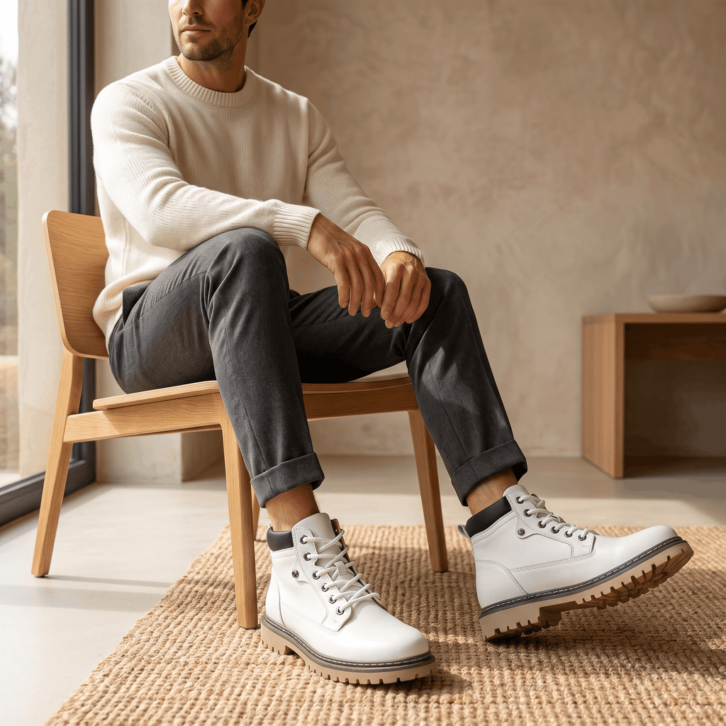 James Suede Lace-Up Work Boots – Cushioned Rugged Rubber-Sole Ankle Boots