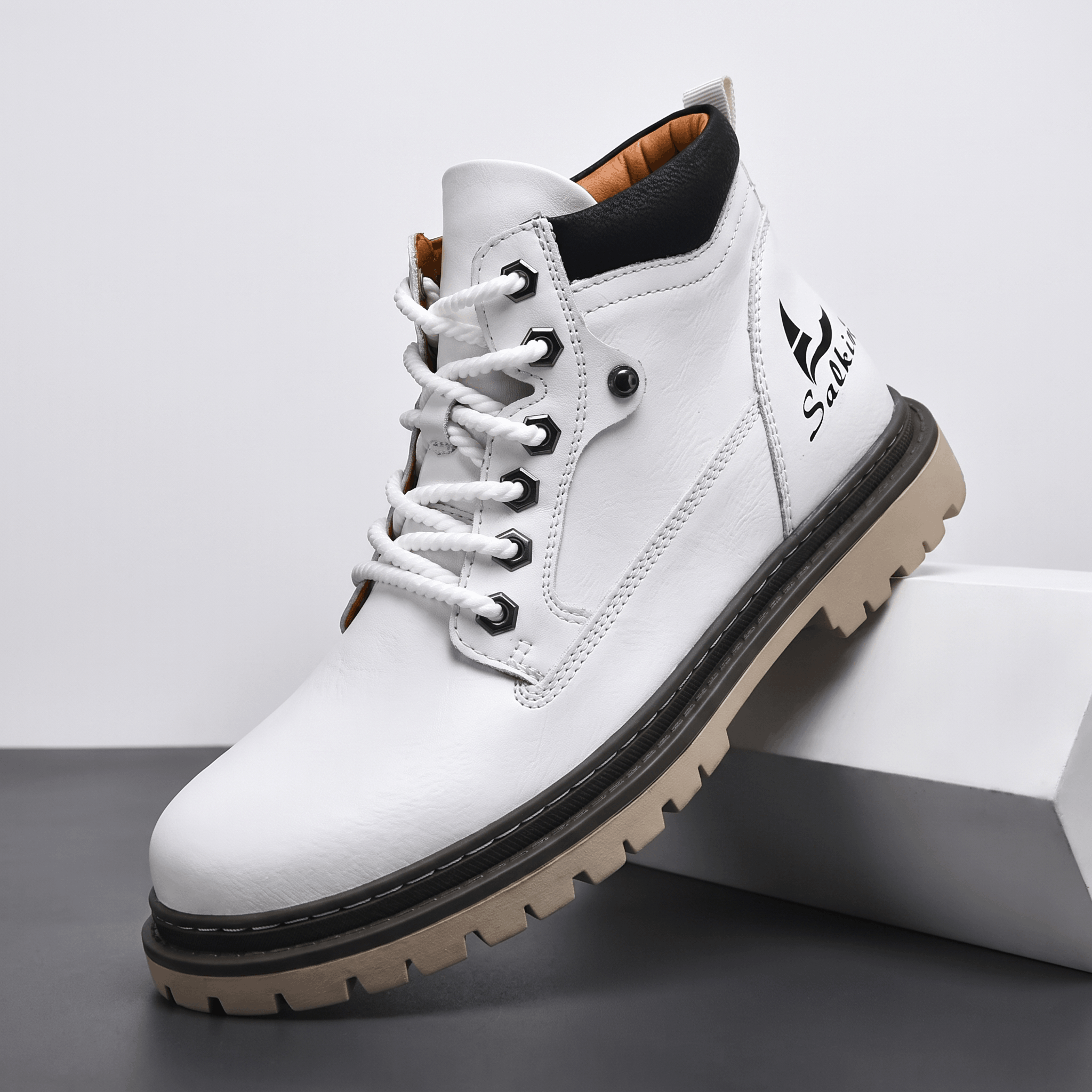 James Suede Lace-Up Work Boots – Cushioned Rugged Rubber-Sole Ankle Boots