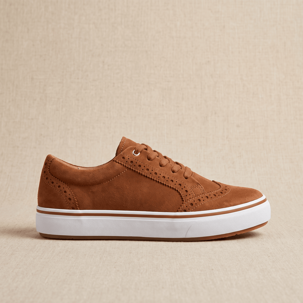 Tamara Suede Platform Sneakers – Brogue Perforated Lace-Up Casual Trainers