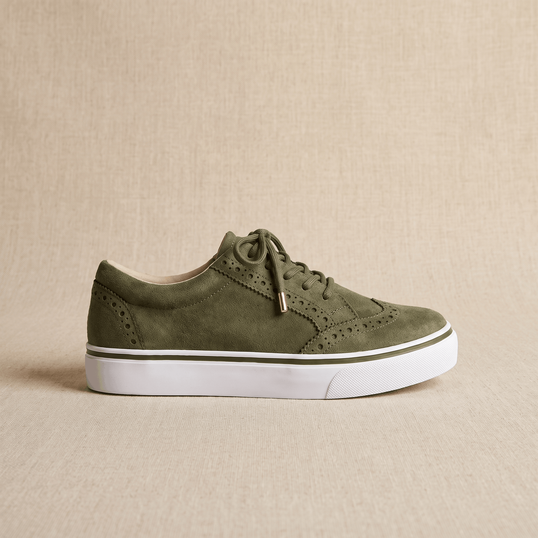 Tamara Suede Platform Sneakers – Brogue Perforated Lace-Up Casual Trainers