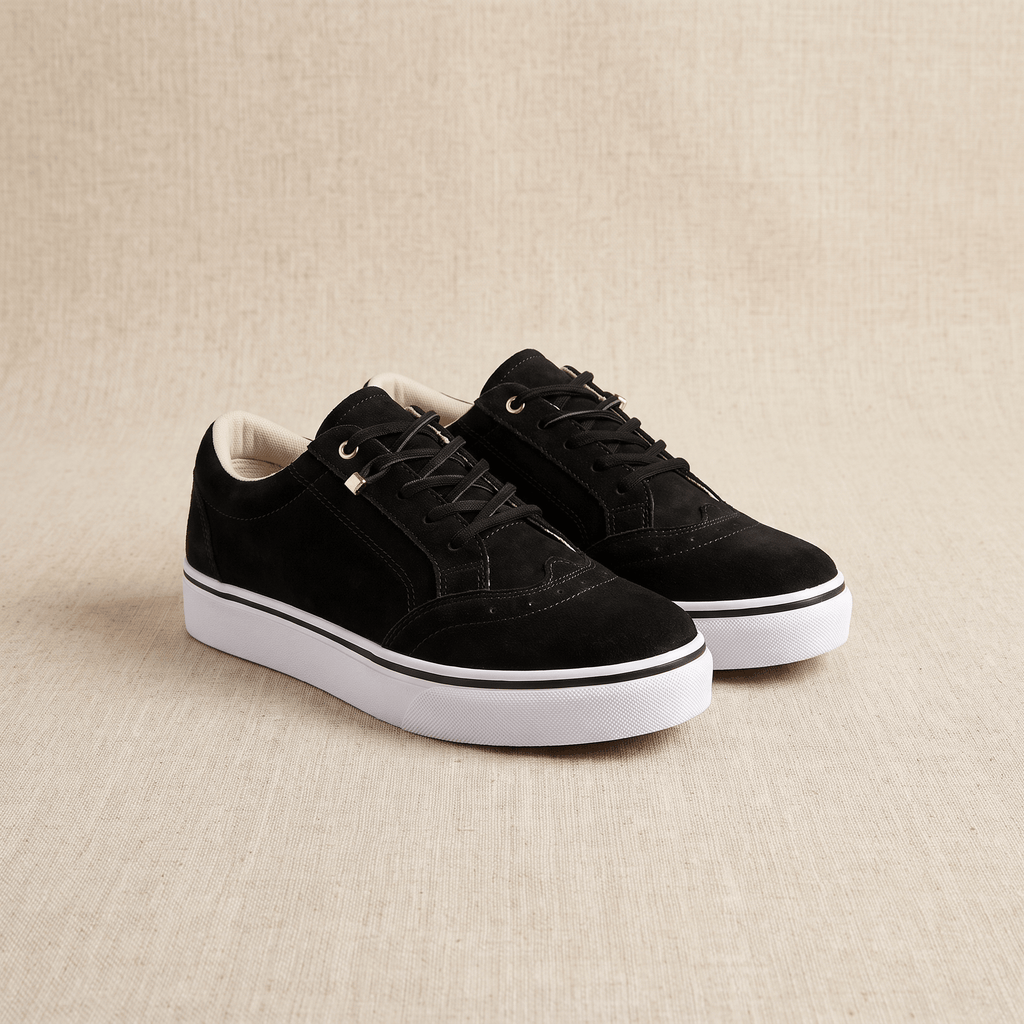 Tamara Suede Platform Sneakers – Brogue Perforated Lace-Up Casual Trainers