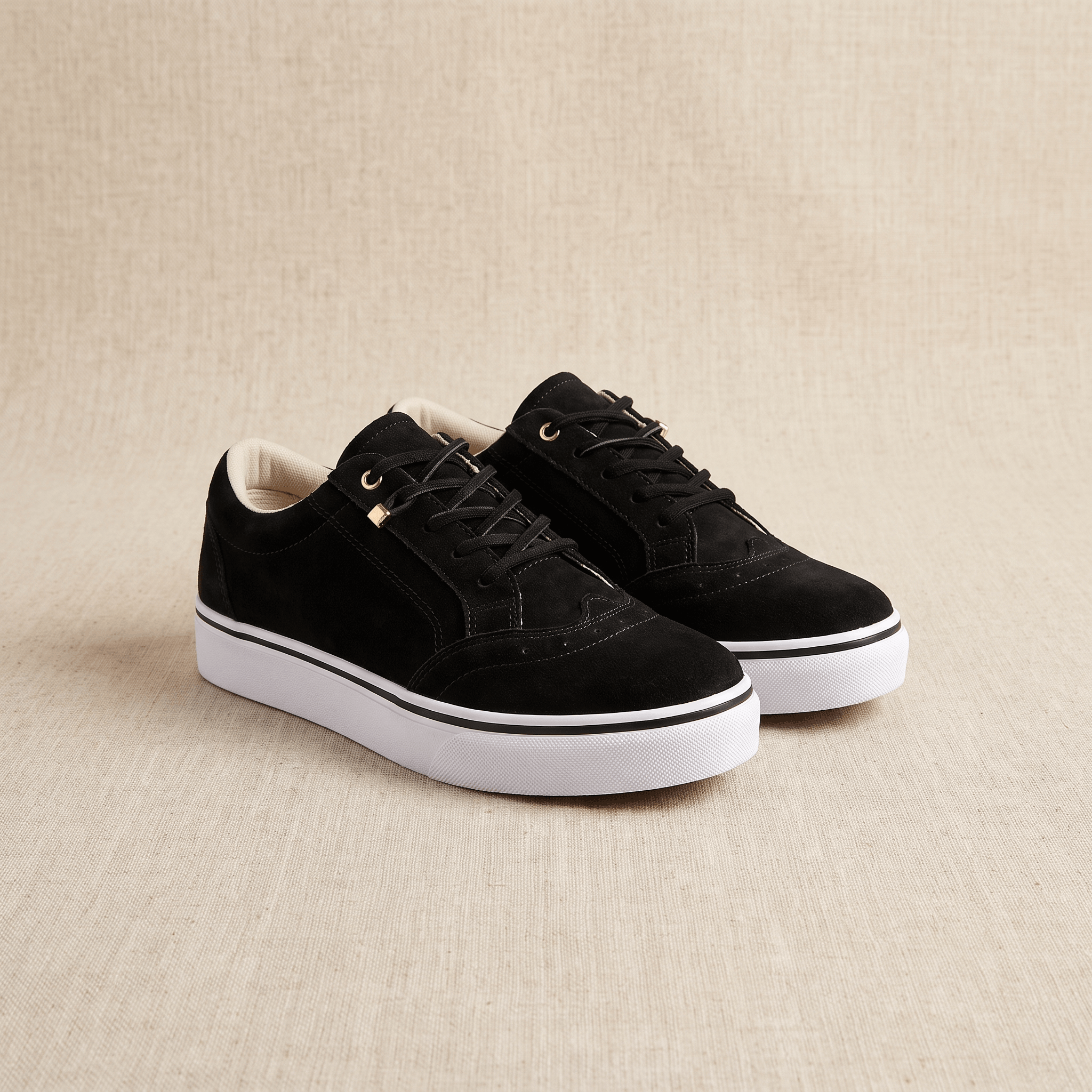 Tamara Suede Platform Sneakers – Brogue Perforated Lace-Up Casual Trainers