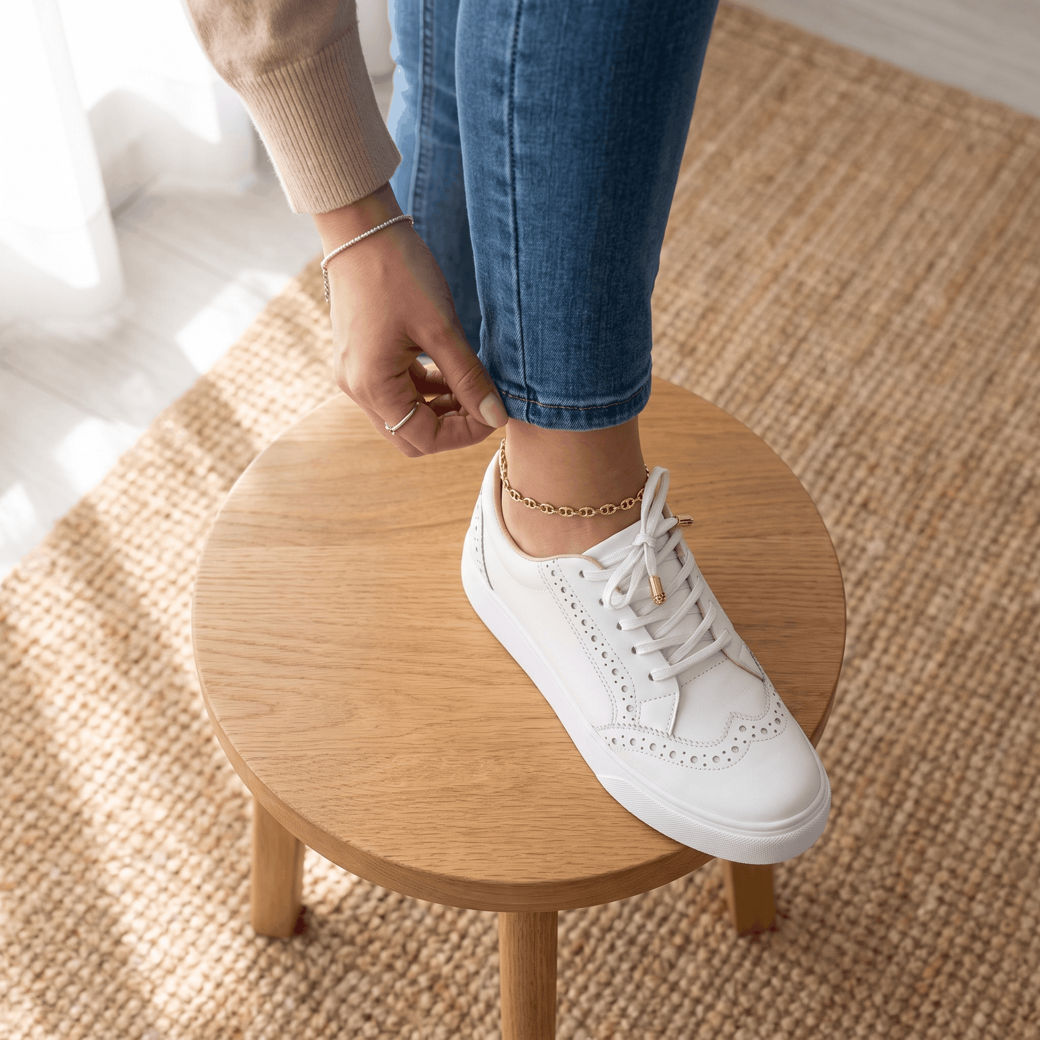 Tamara Suede Platform Sneakers – Brogue Perforated Lace-Up Casual Trainers
