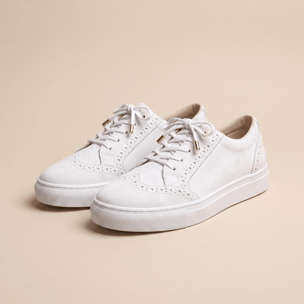 Tamara Suede Platform Sneakers – Brogue Perforated Lace-Up Casual Trainers