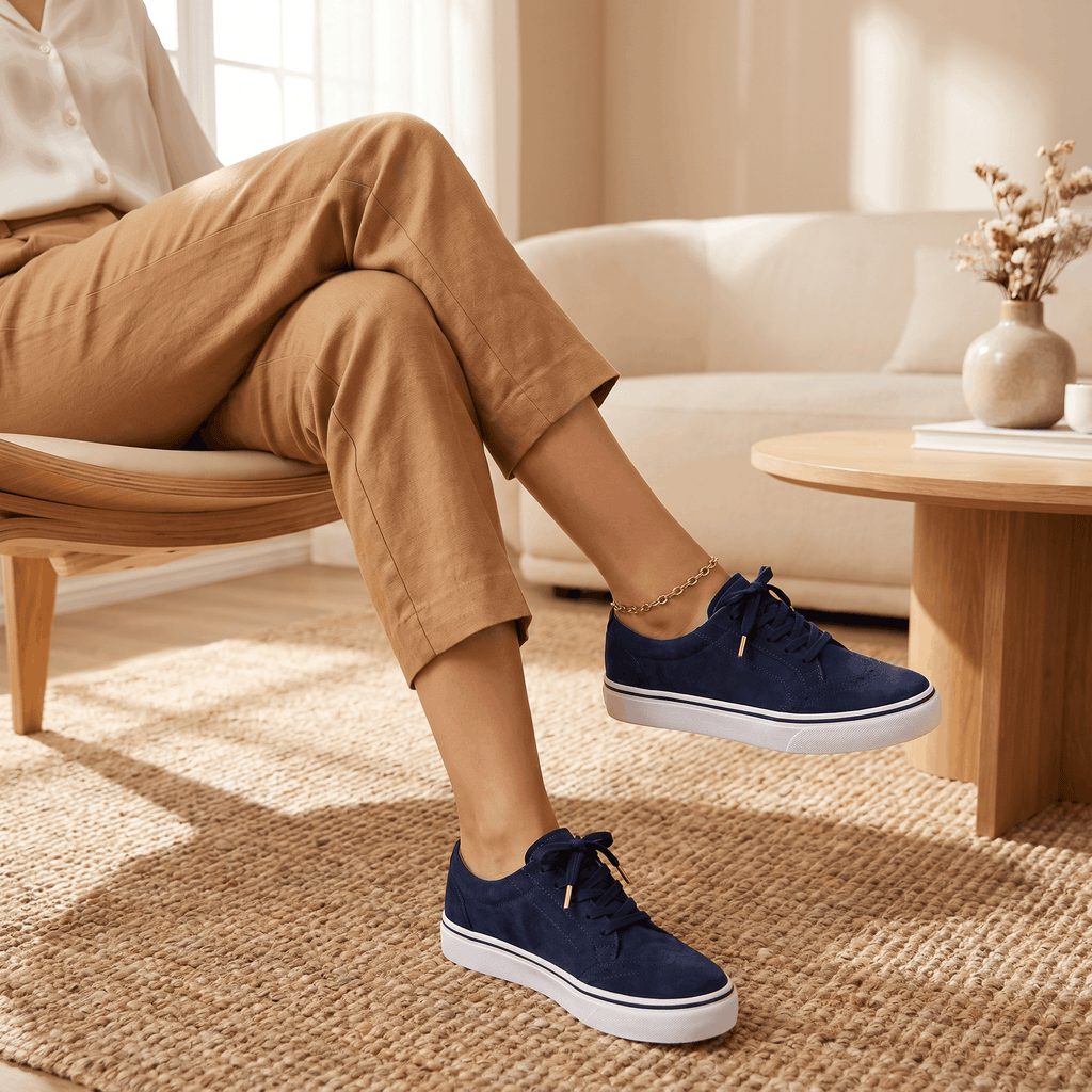 Tamara Suede Platform Sneakers – Brogue Perforated Lace-Up Casual Trainers