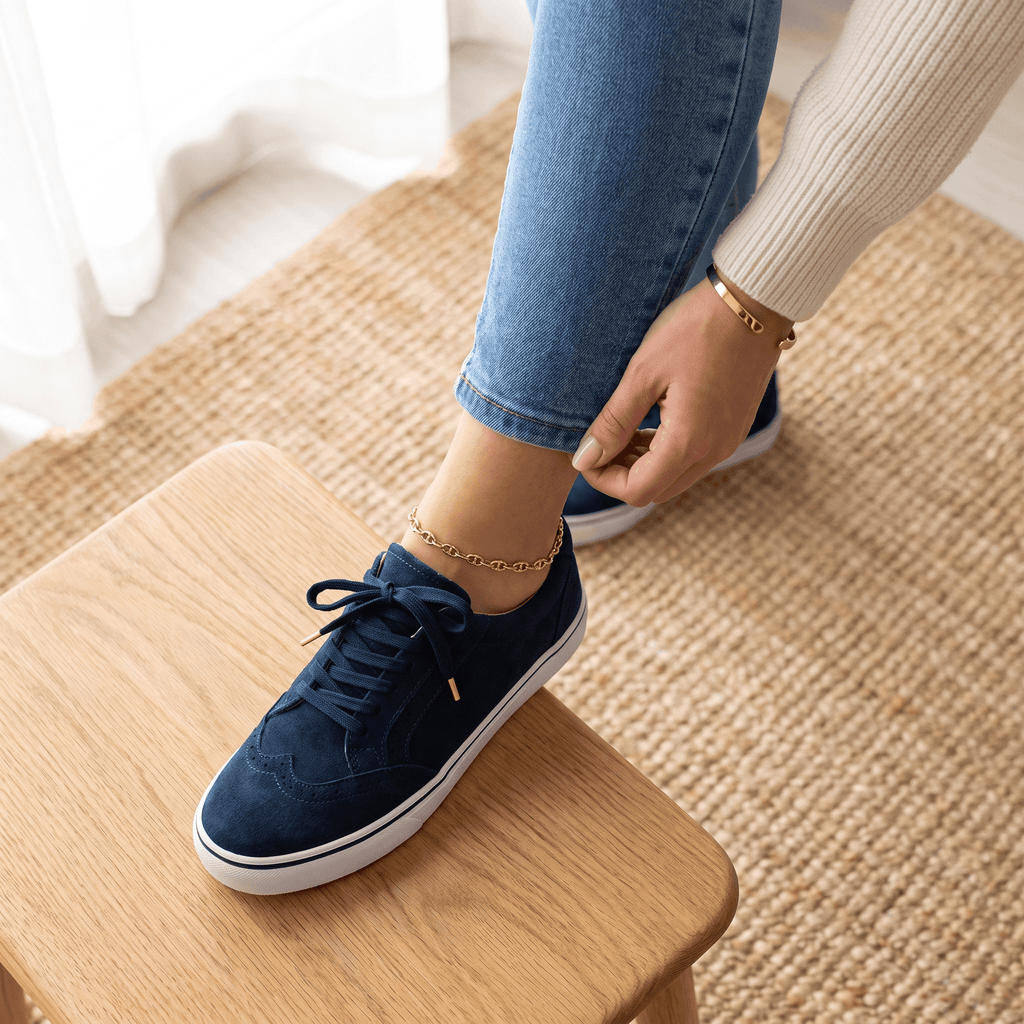 Tamara Suede Platform Sneakers – Brogue Perforated Lace-Up Casual Trainers