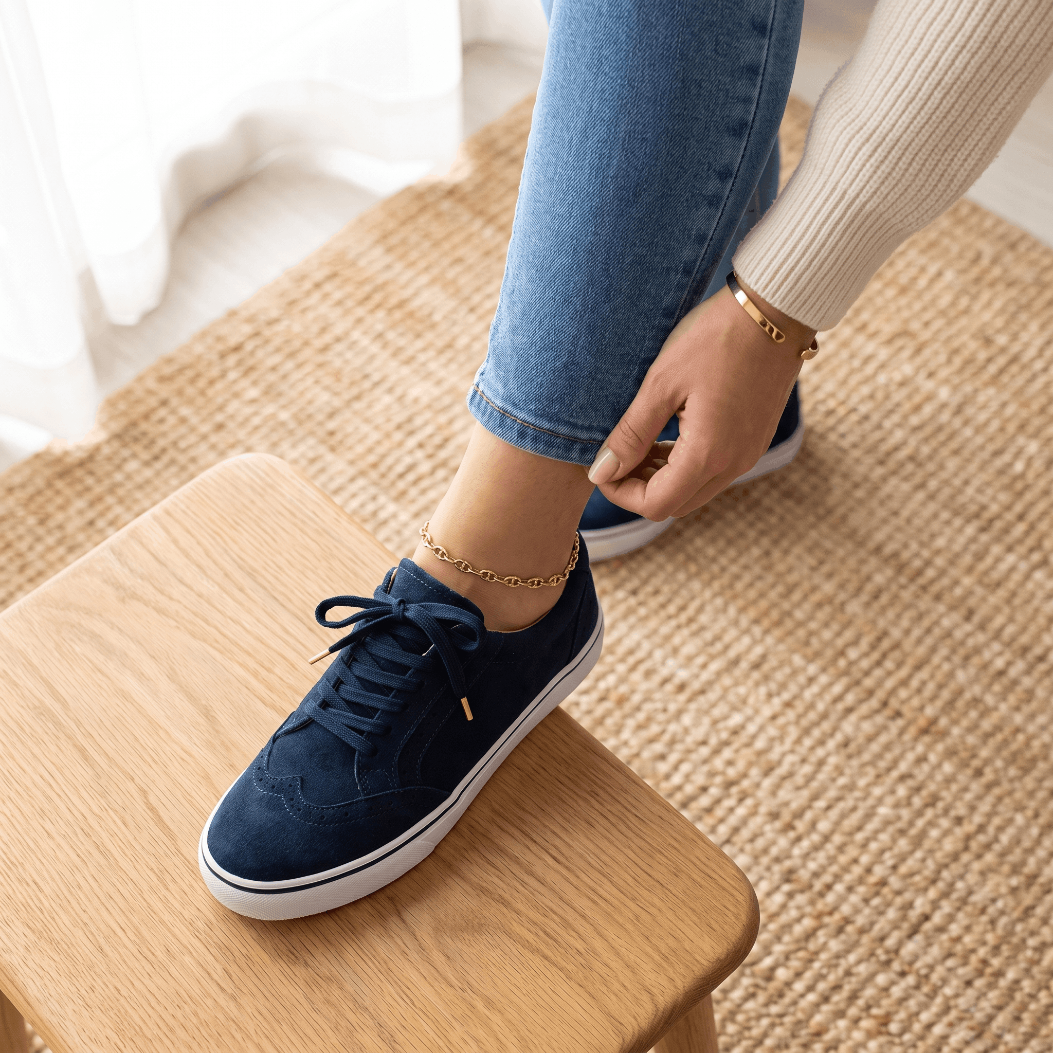 Tamara Suede Platform Sneakers – Brogue Perforated Lace-Up Casual Trainers