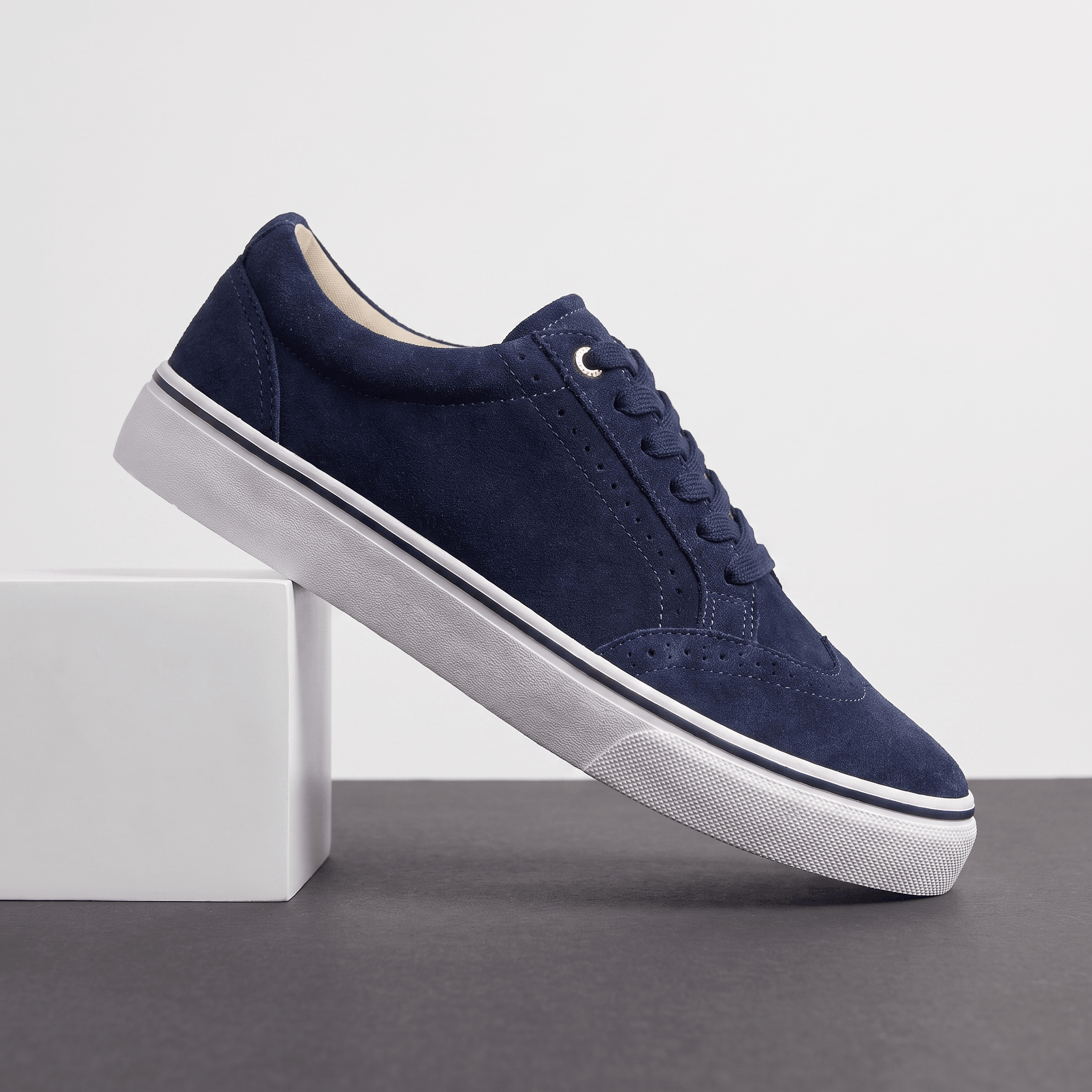 Tamara Suede Platform Sneakers – Brogue Perforated Lace-Up Casual Trainers