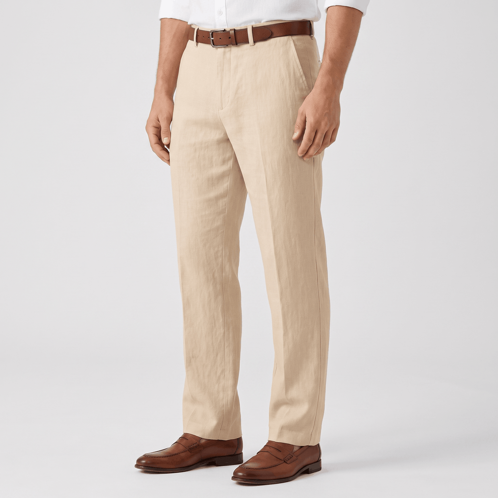 Marco Linen Blend Straight-Leg Pants – Flat Front Relaxed Summer Trousers